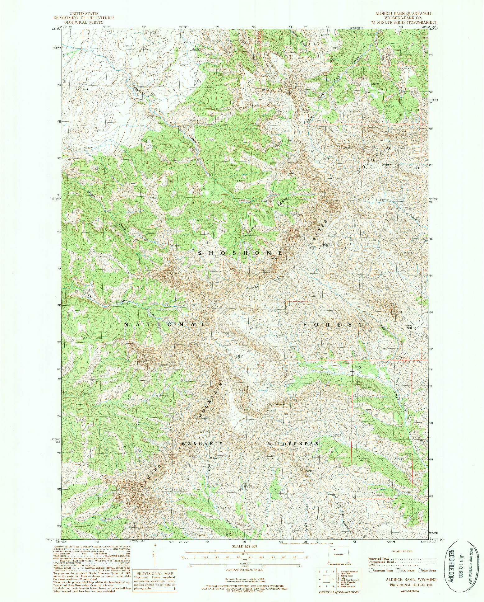 USGS 1:24000-SCALE QUADRANGLE FOR ALDRICH BASIN, WY 1988