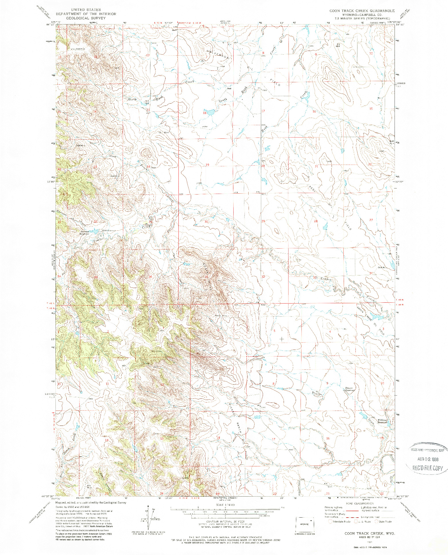 USGS 1:24000-SCALE QUADRANGLE FOR COON TRACK CREEK, WY 1971