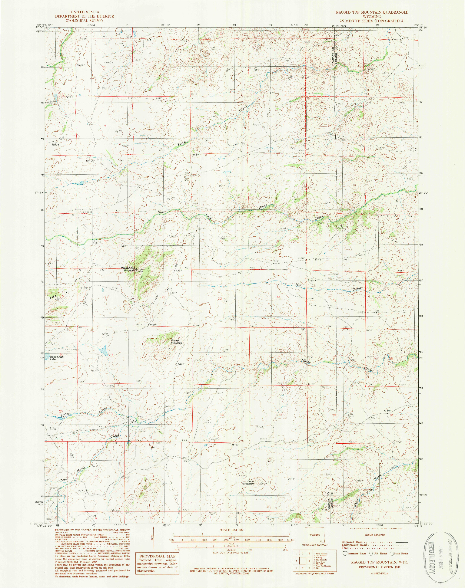 USGS 1:24000-SCALE QUADRANGLE FOR RAGGED TOP MOUNTAIN, WY 1987