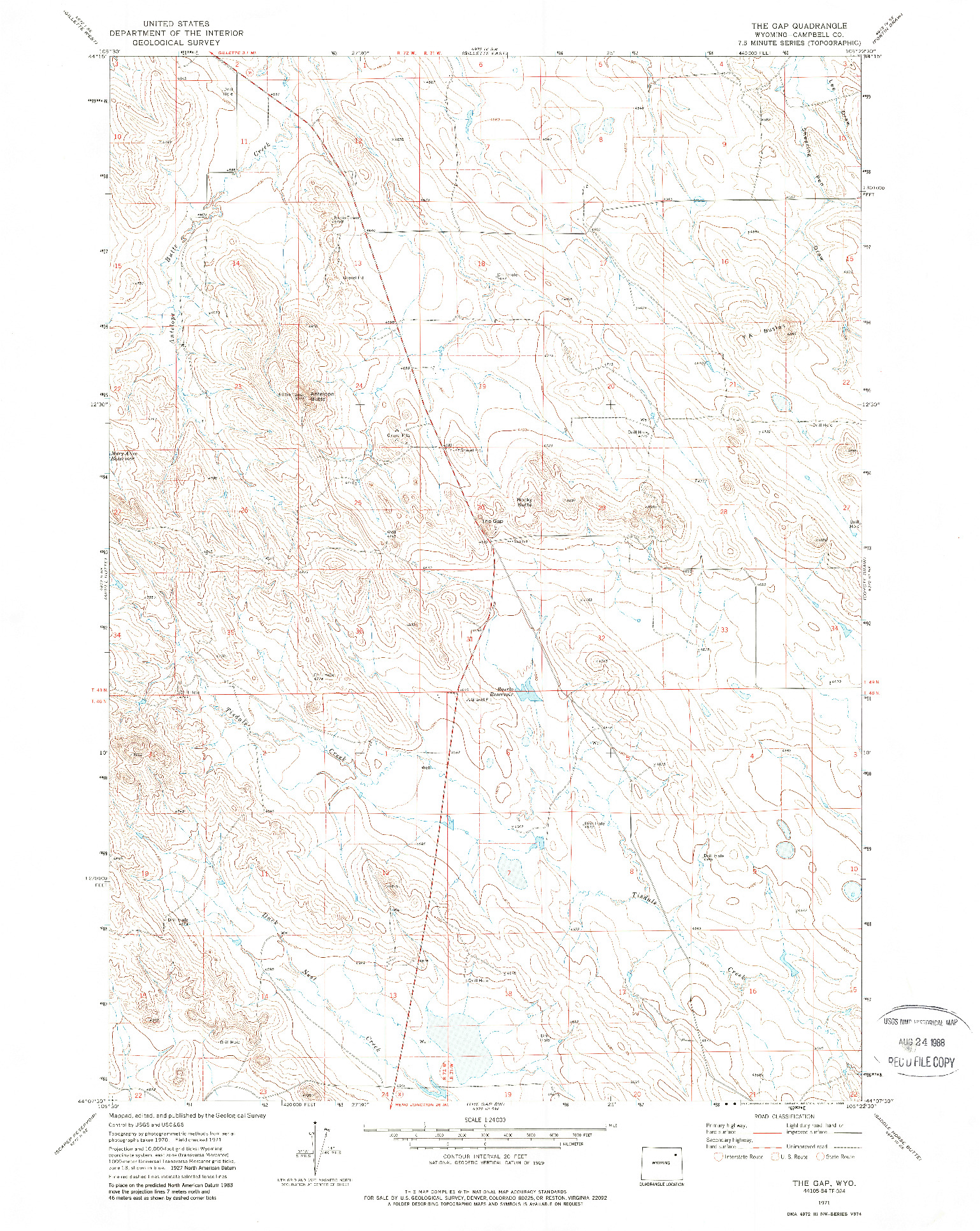 USGS 1:24000-SCALE QUADRANGLE FOR THE GAP, WY 1971