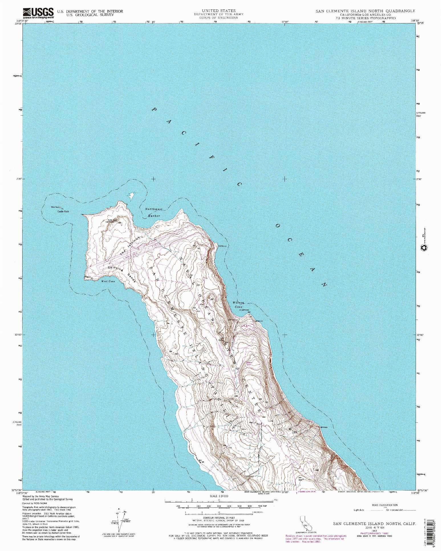 USGS 1:24000-SCALE QUADRANGLE FOR SAN CLEMENTE ISLAND NORTH, CA 1943