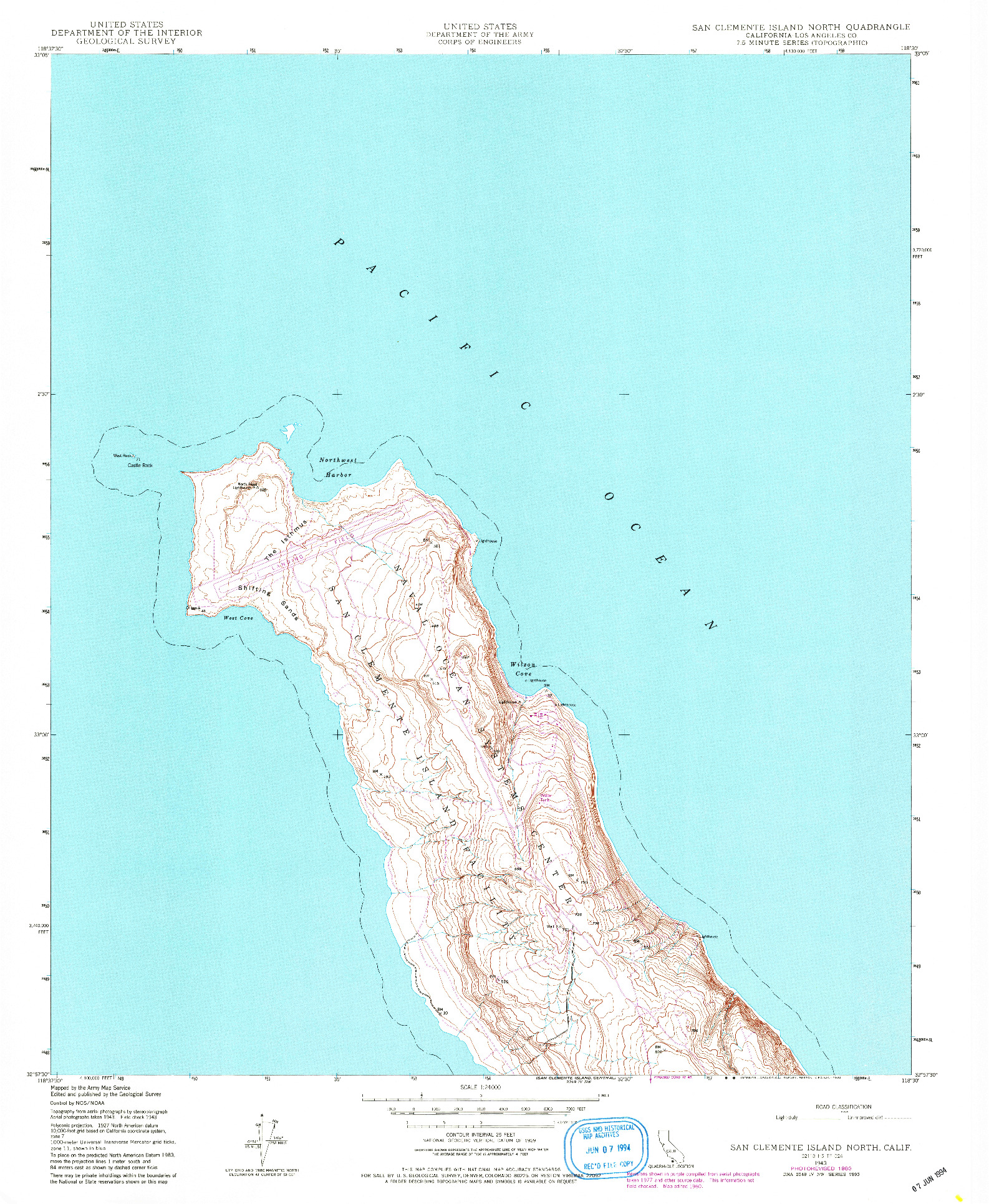USGS 1:24000-SCALE QUADRANGLE FOR SAN CLEMENTE ISLAND NORTH, CA 1943