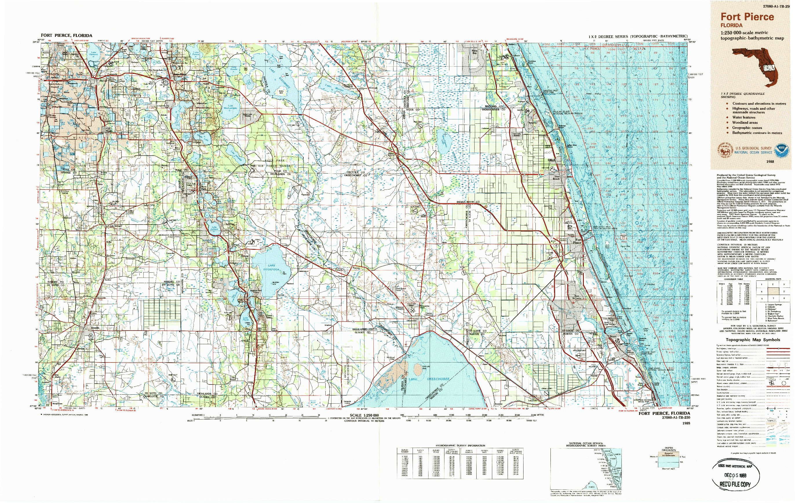 USGS 1:250000-SCALE QUADRANGLE FOR FORT PIERCE, FL 1988