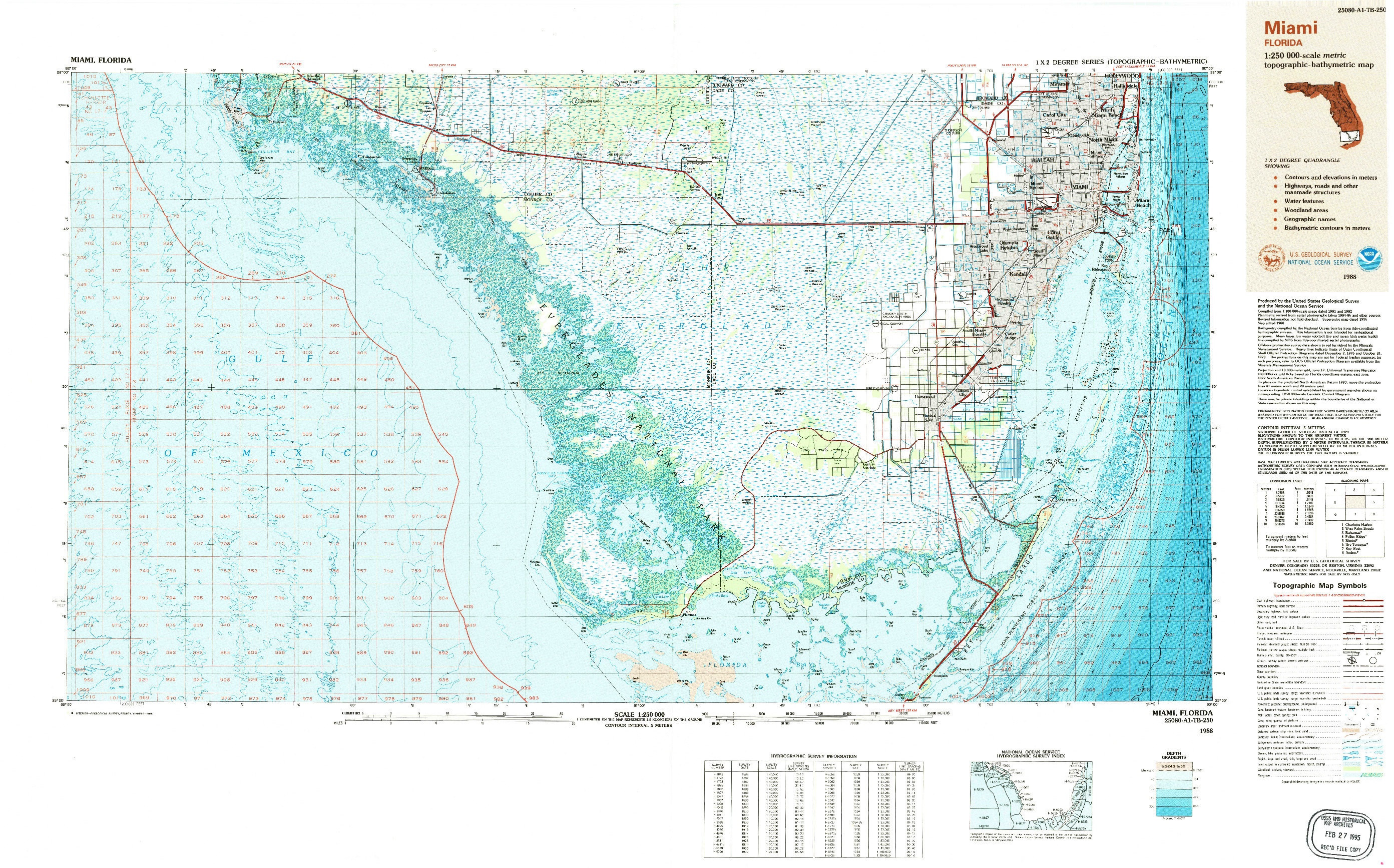 USGS 1:250000-SCALE QUADRANGLE FOR MIAMI, FL 1988