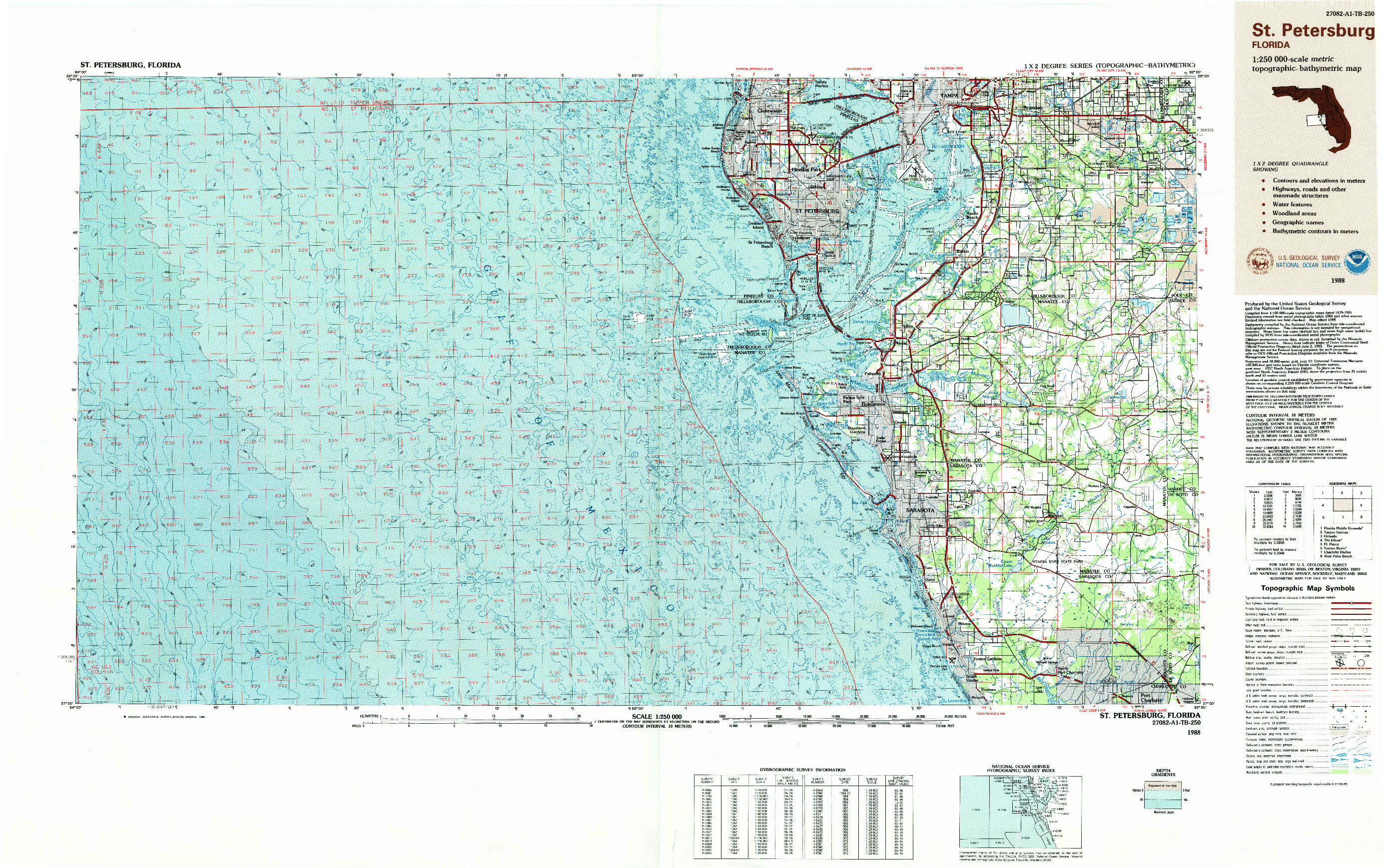 USGS 1:250000-SCALE QUADRANGLE FOR ST PETERSBURG, FL 1988