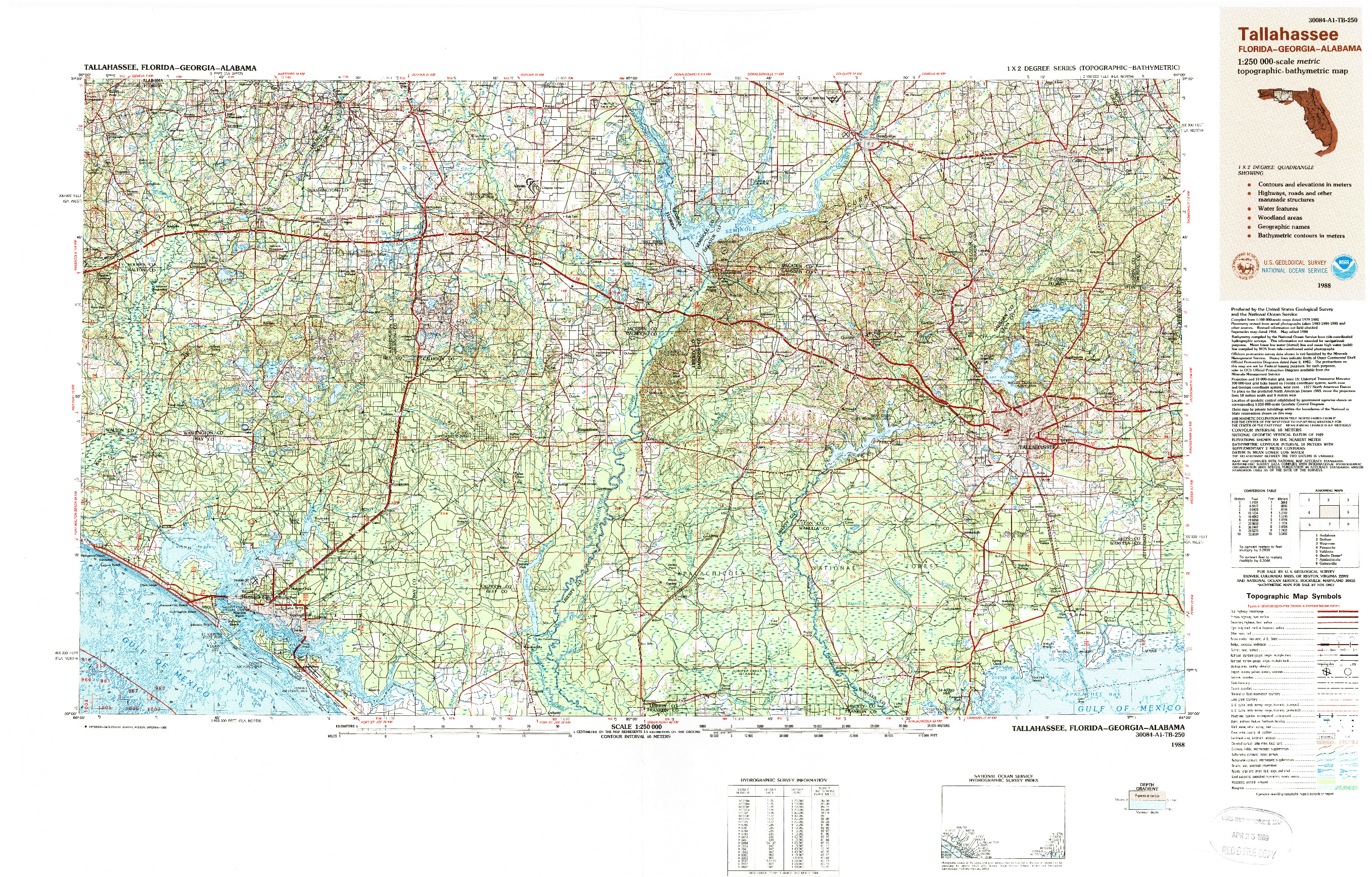 USGS 1:250000-SCALE QUADRANGLE FOR TALLAHASSEE, FL 1988