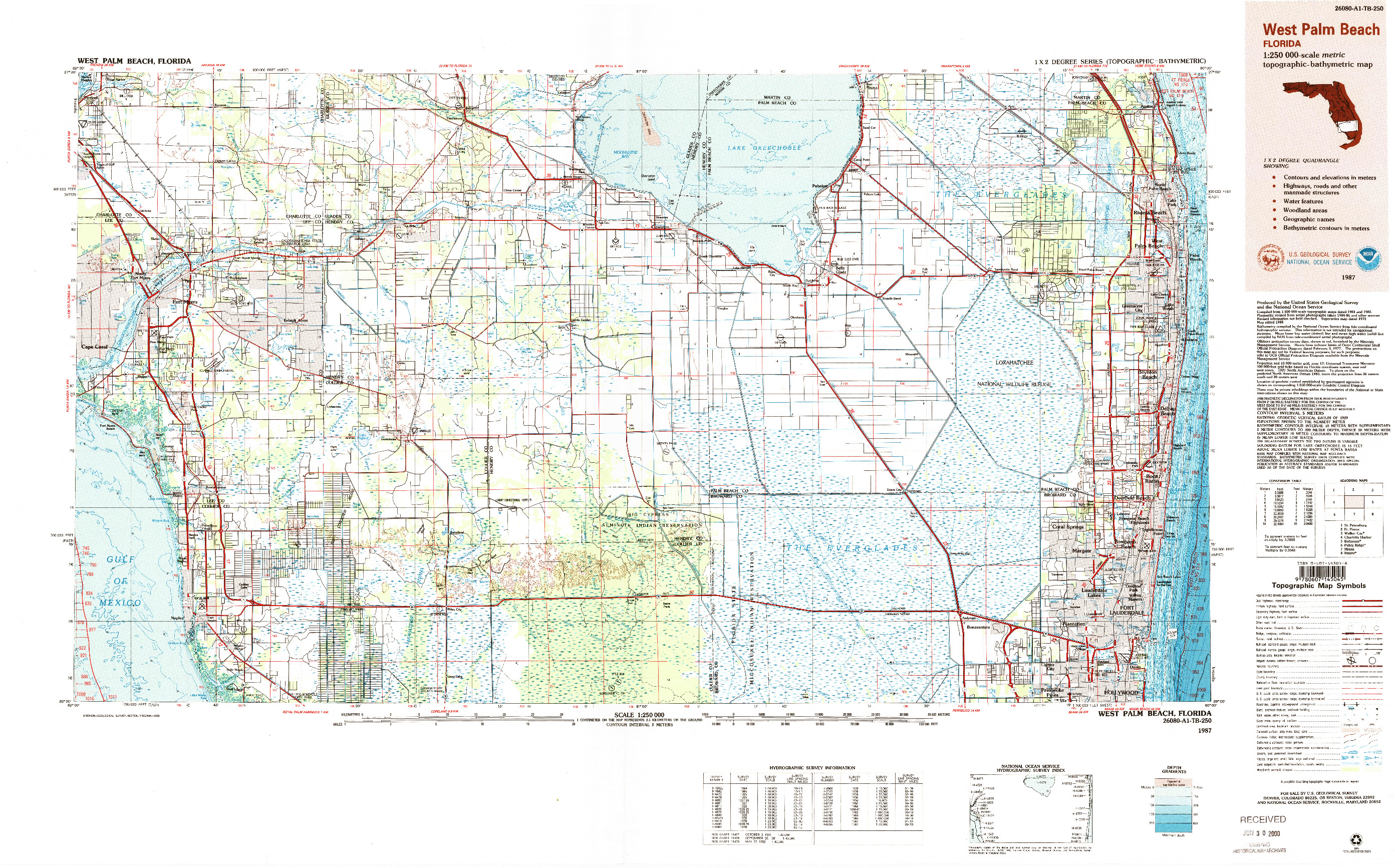 USGS 1:250000-SCALE QUADRANGLE FOR WEST PALM BEACH, FL 1987