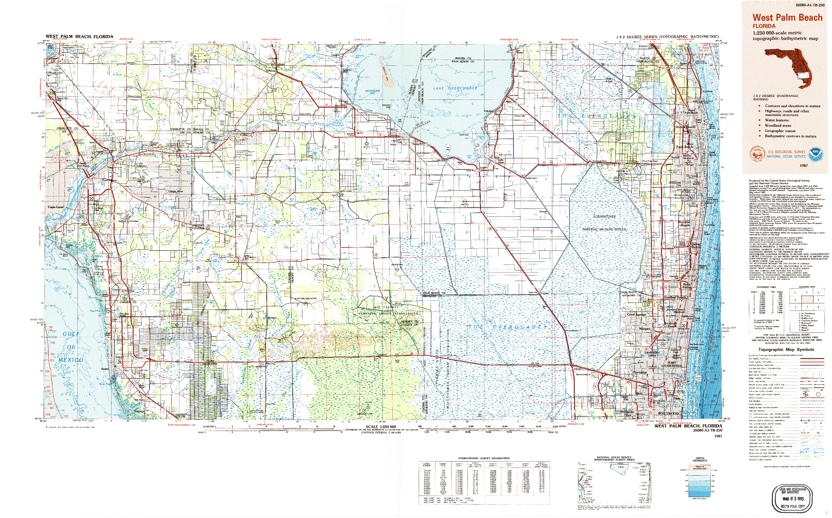 USGS 1:250000-SCALE QUADRANGLE FOR WEST PALM BEACH, FL 1987