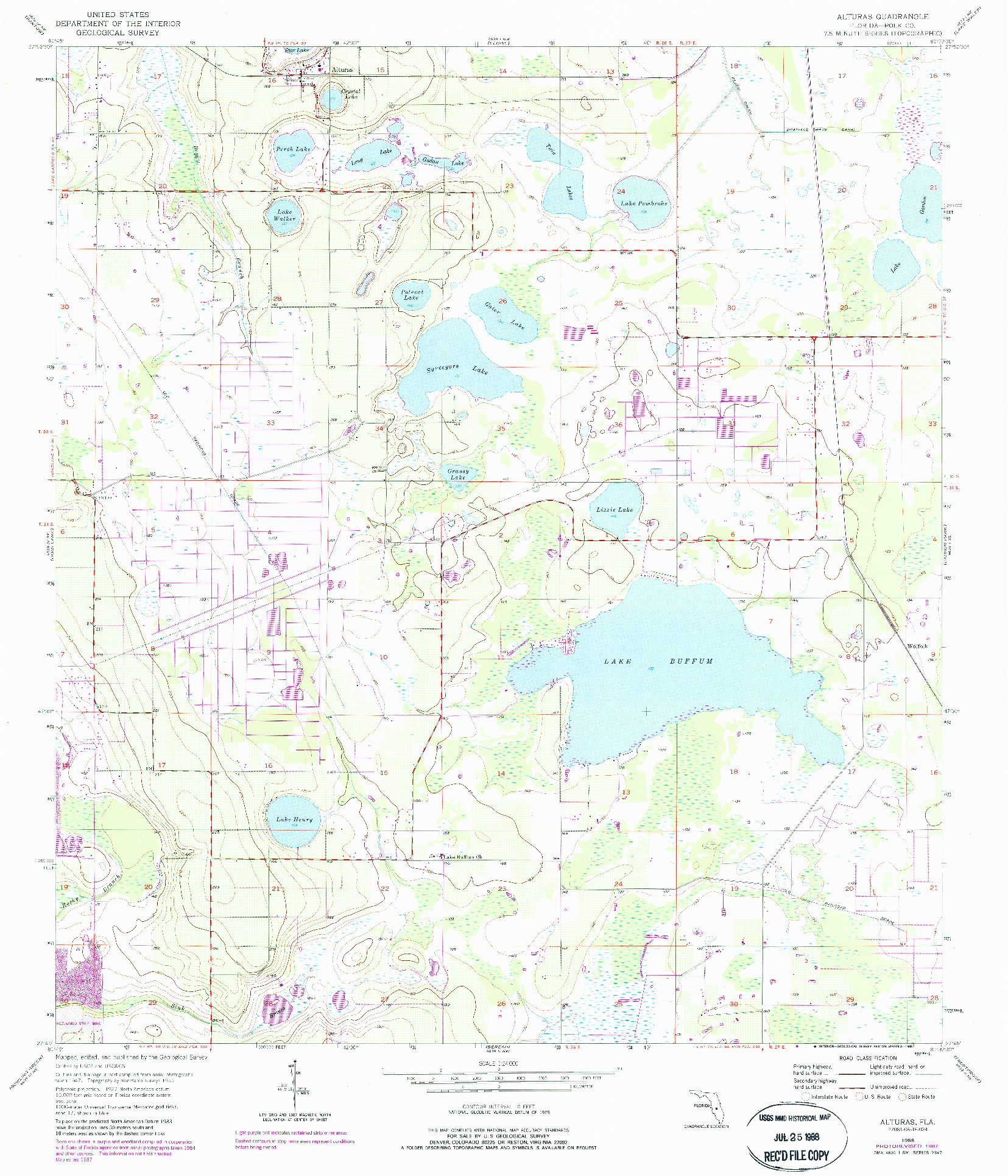 USGS 1:24000-SCALE QUADRANGLE FOR ALTURAS, FL 1955