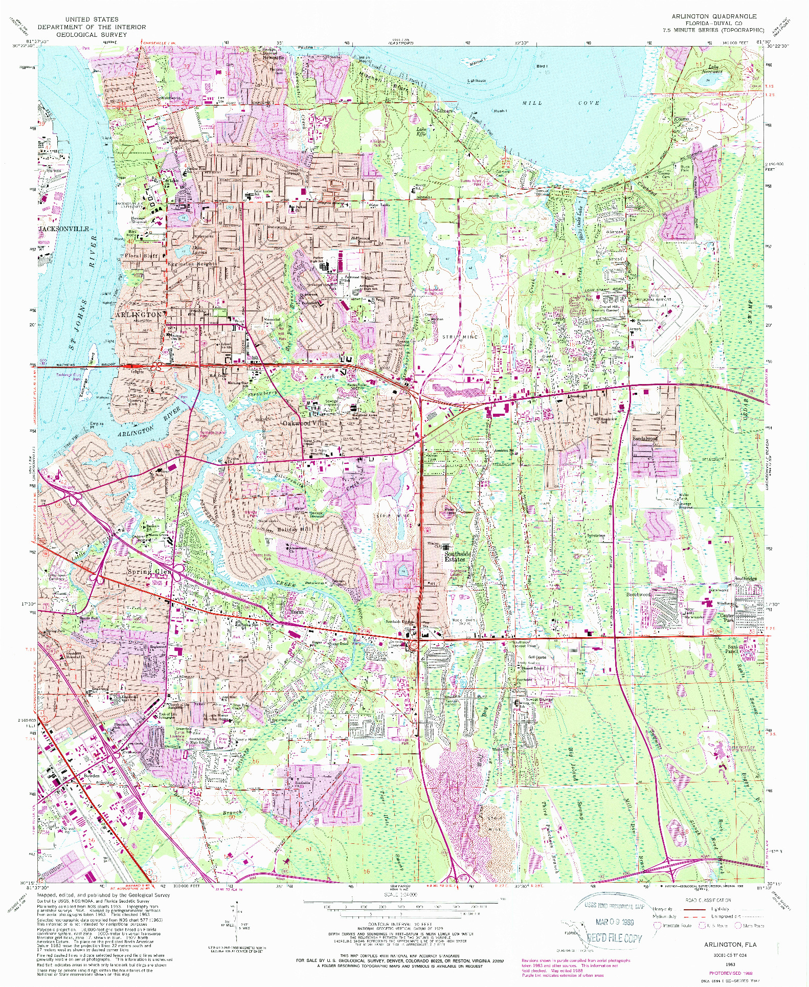 USGS 1:24000-SCALE QUADRANGLE FOR ARLINGTON, FL 1963