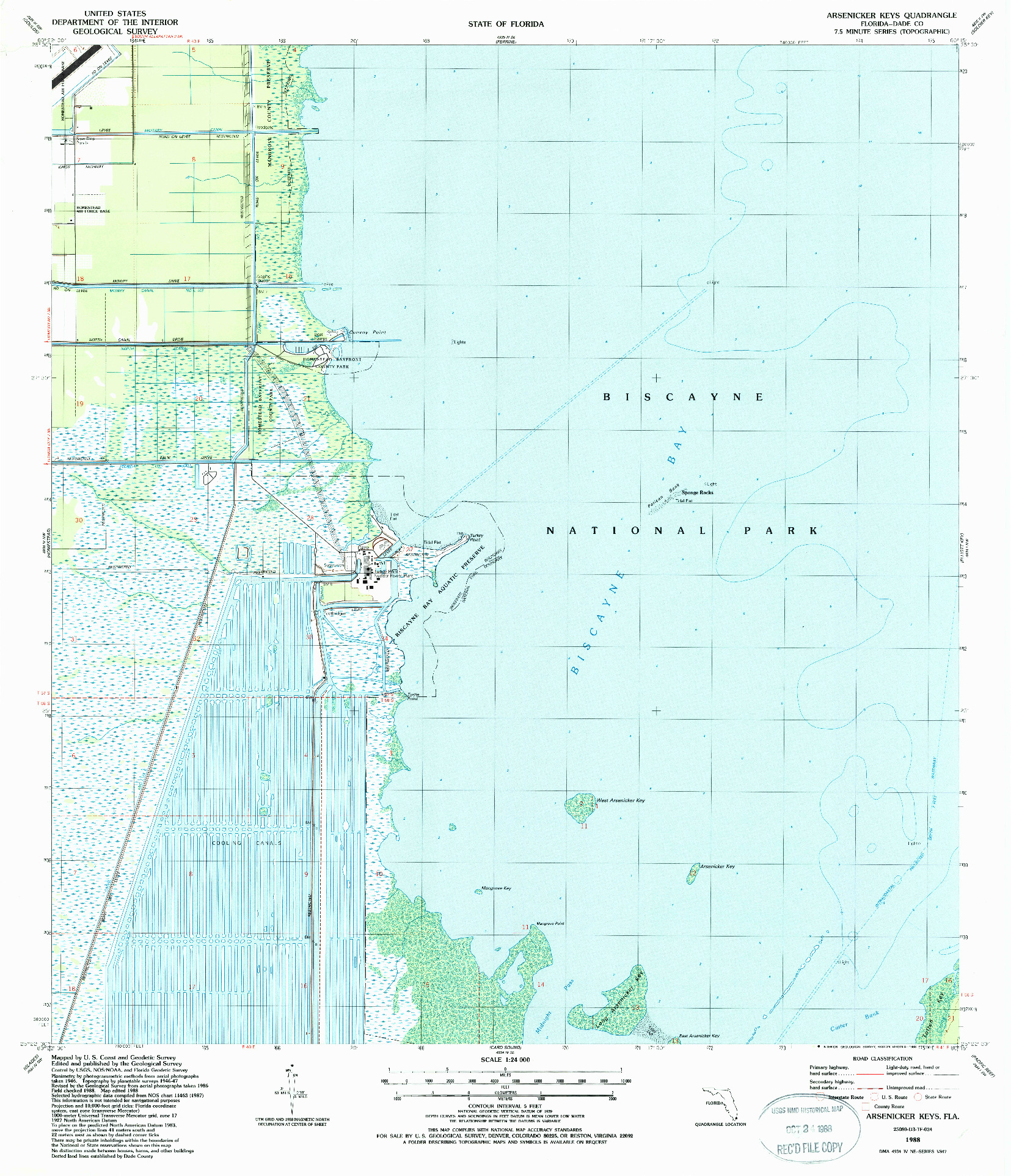 USGS 1:24000-SCALE QUADRANGLE FOR ARSENICKER KEYS, FL 1988