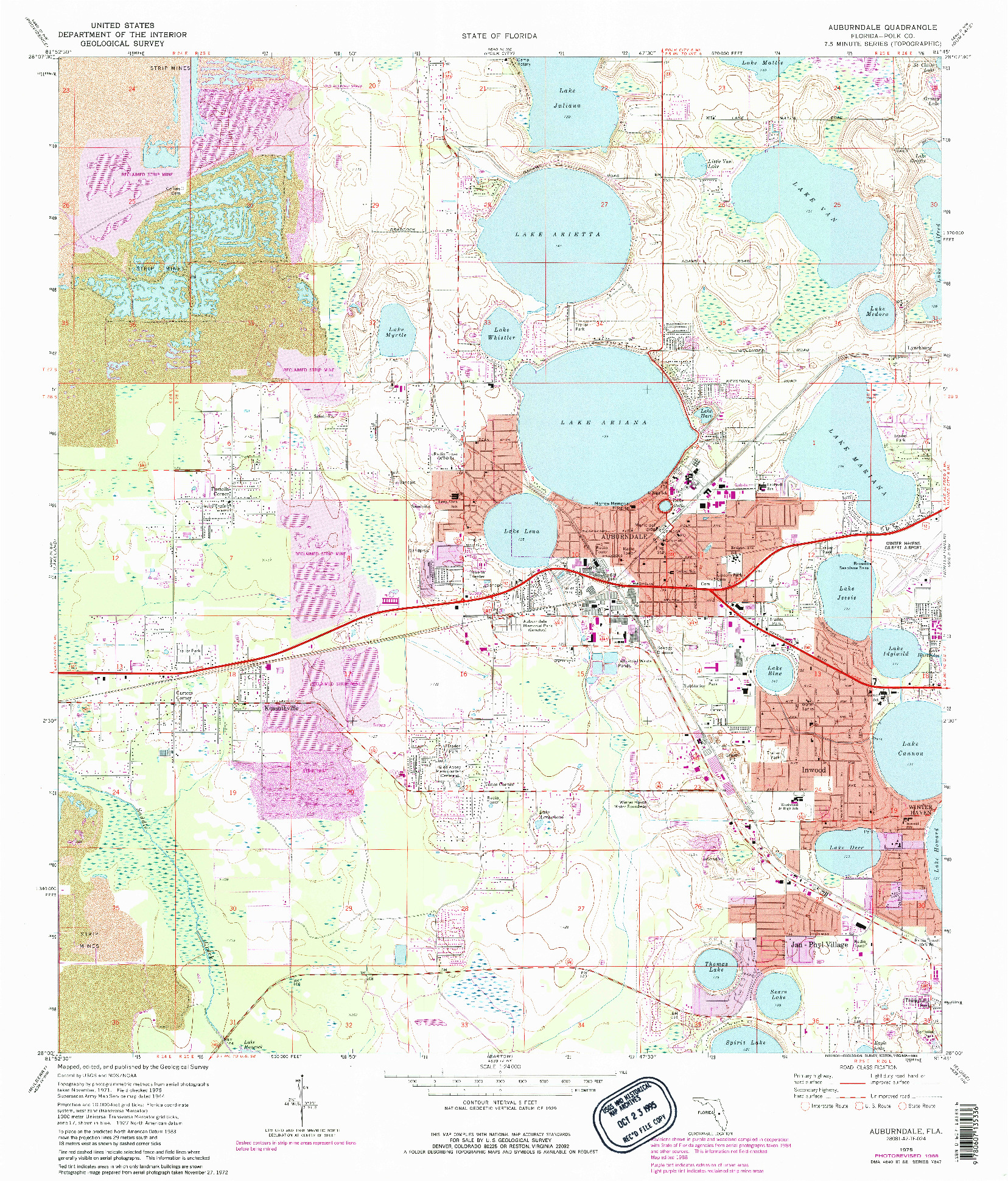 USGS 1:24000-SCALE QUADRANGLE FOR AUBURNDALE, FL 1975