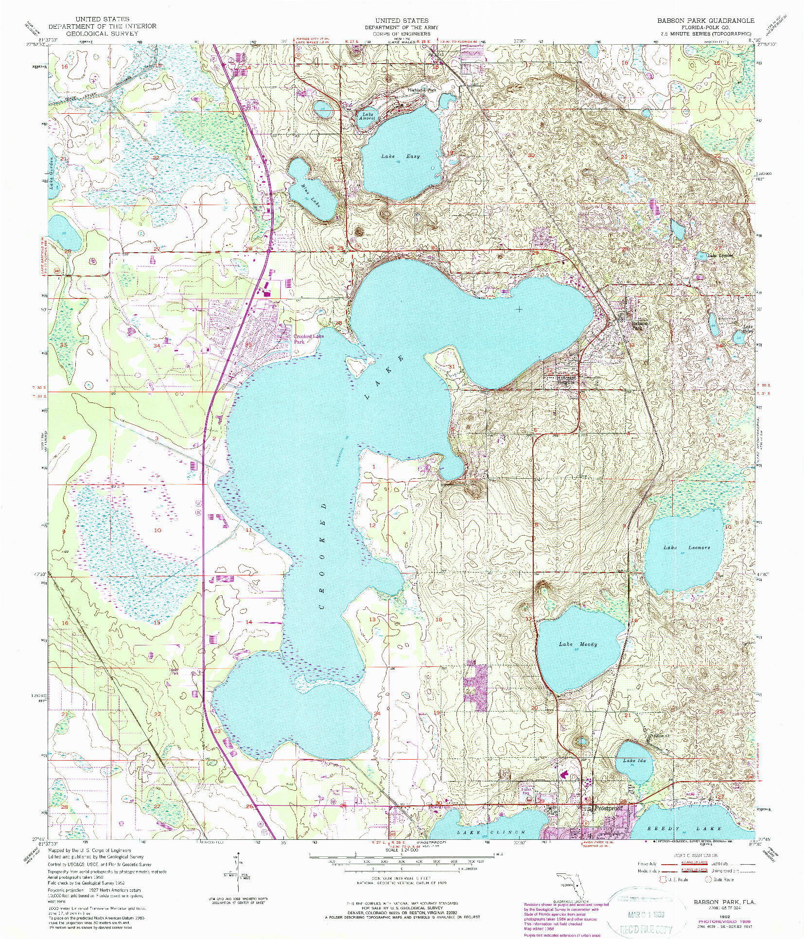 USGS 1:24000-SCALE QUADRANGLE FOR BABSON PARK, FL 1952