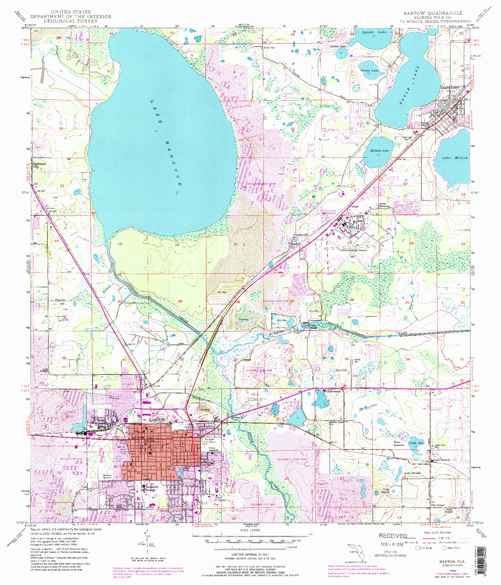 USGS 1:24000-SCALE QUADRANGLE FOR BARTOW, FL 1949