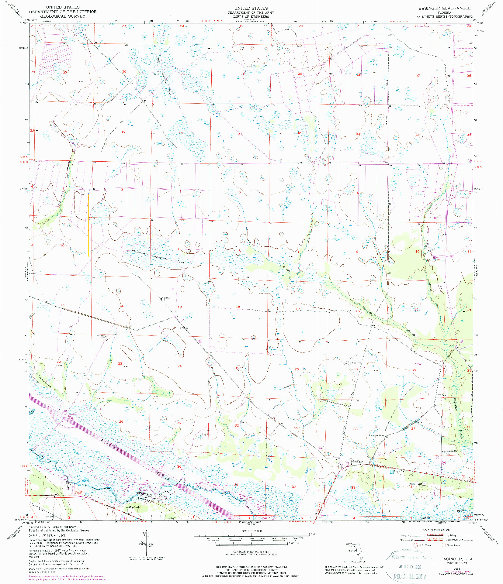 USGS 1:24000-SCALE QUADRANGLE FOR BASINGER, FL 1953