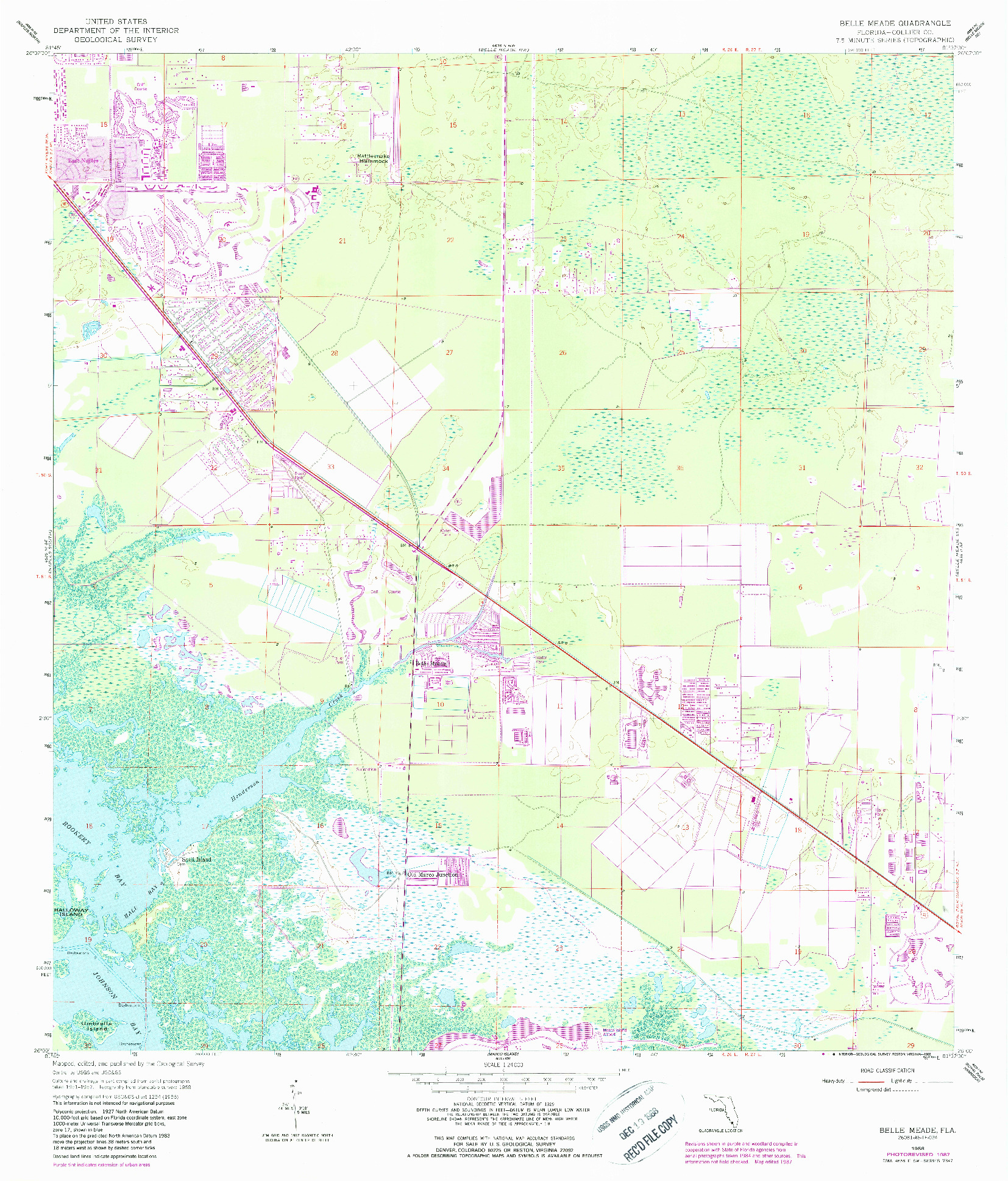 USGS 1:24000-SCALE QUADRANGLE FOR BELLE MEADE, FL 1958