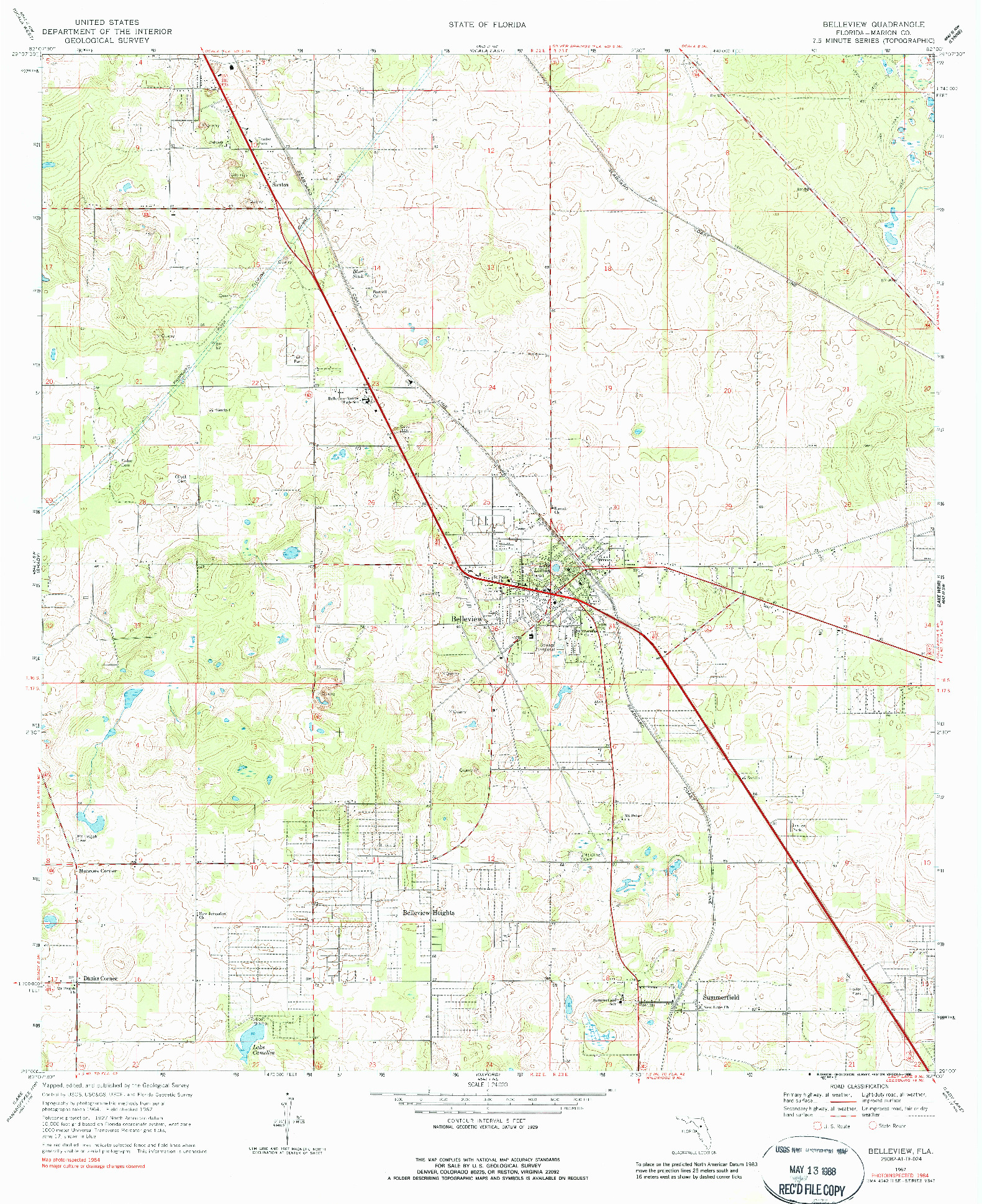 USGS 1:24000-SCALE QUADRANGLE FOR BELLEVIEW, FL 1967