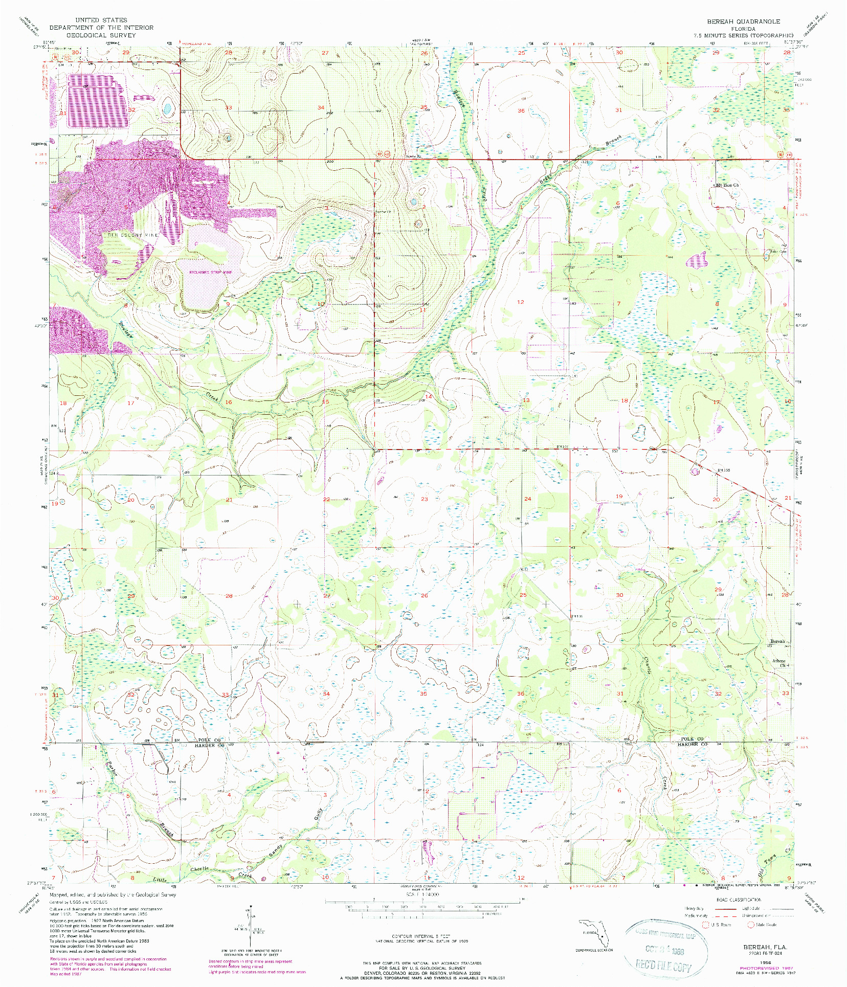 USGS 1:24000-SCALE QUADRANGLE FOR BEREAH, FL 1956