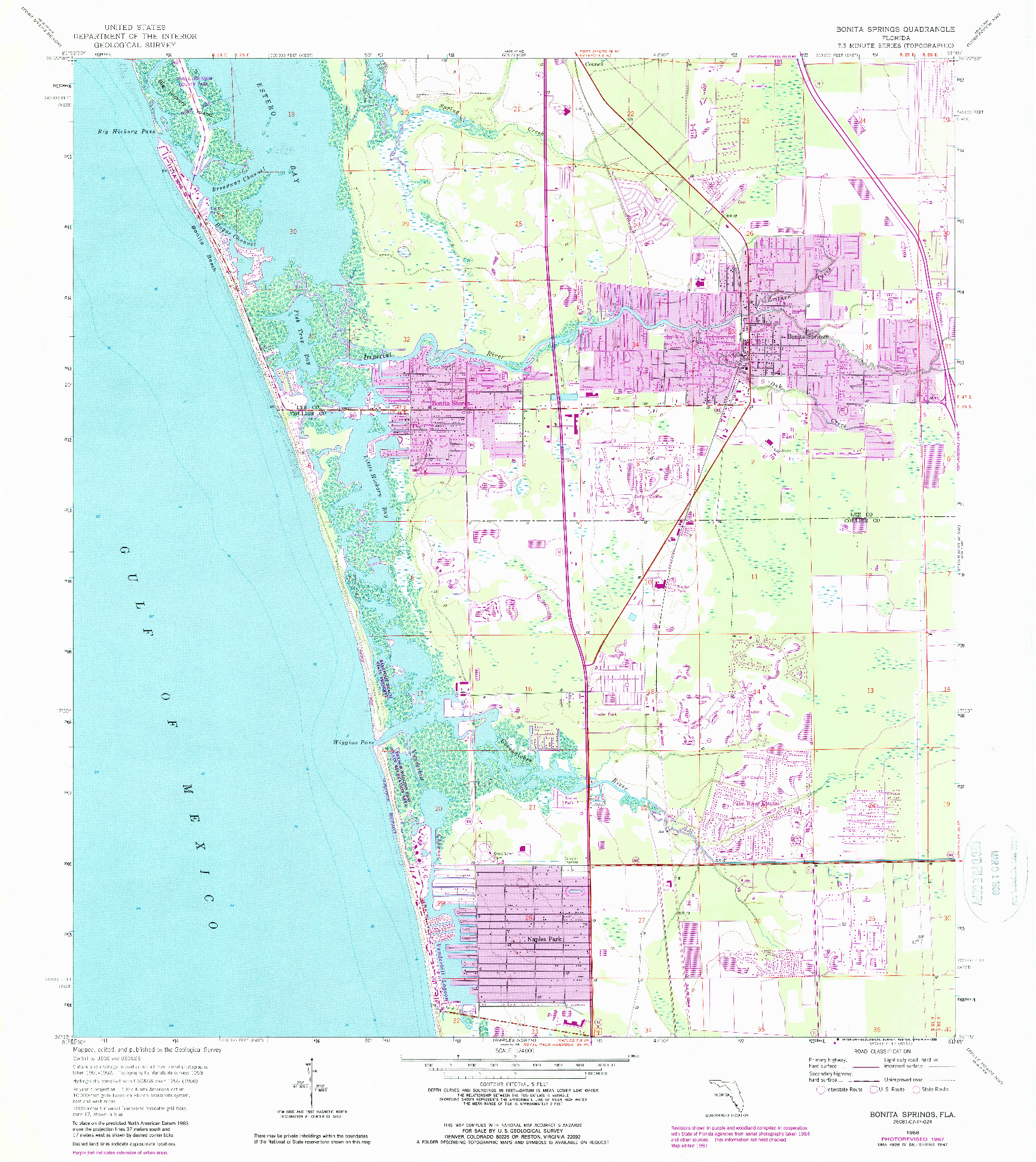 USGS 1:24000-SCALE QUADRANGLE FOR BONITA SPRINGS, FL 1958