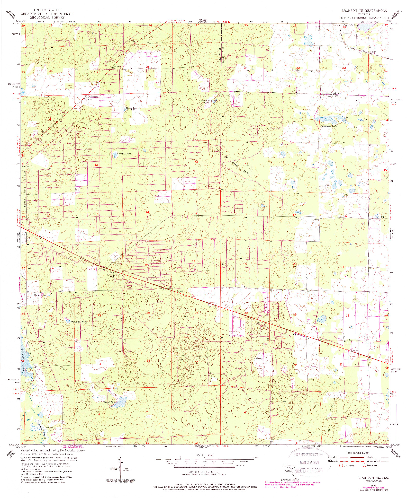 USGS 1:24000-SCALE QUADRANGLE FOR BRONSON NE, FL 1955