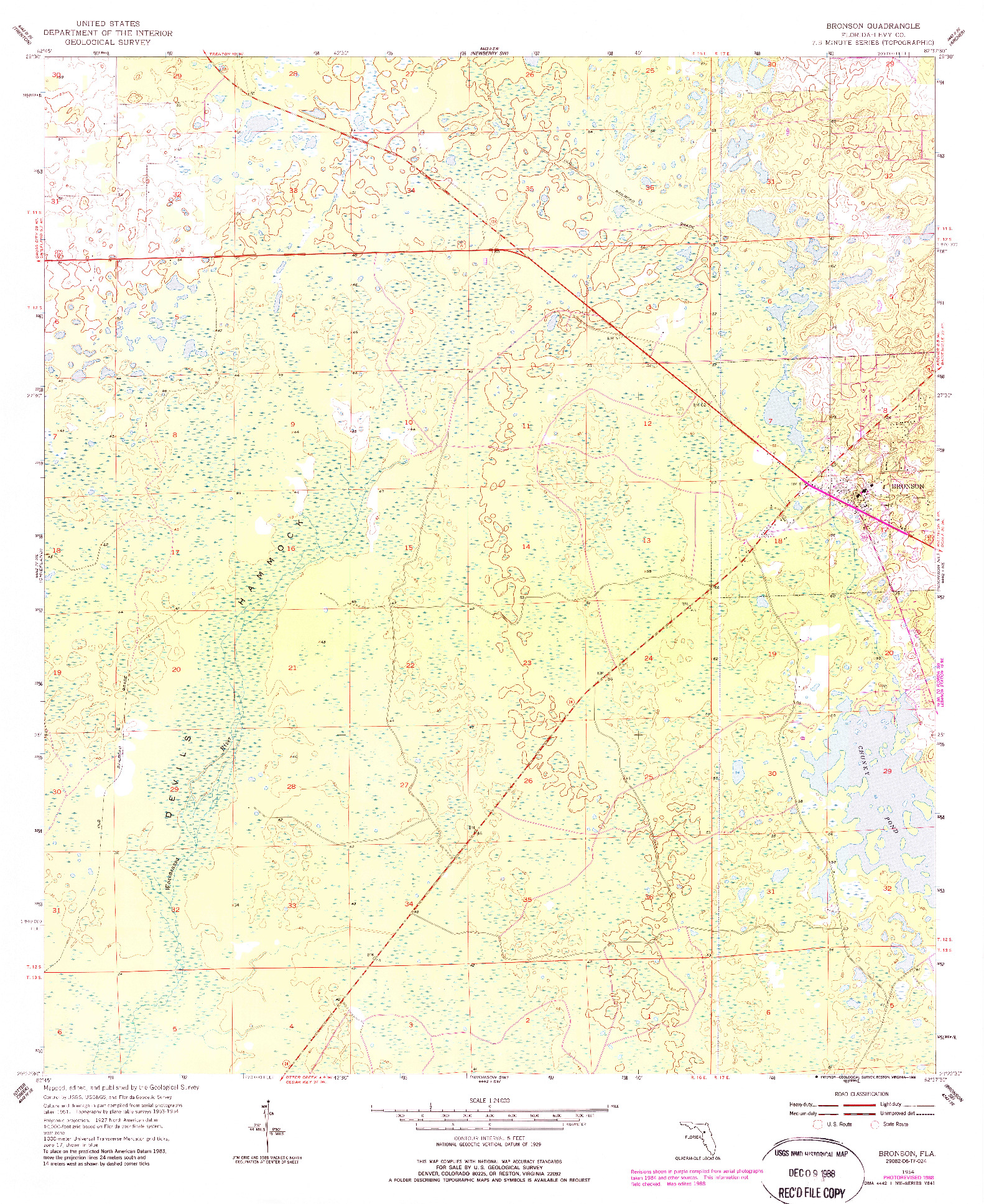 USGS 1:24000-SCALE QUADRANGLE FOR BRONSON, FL 1954