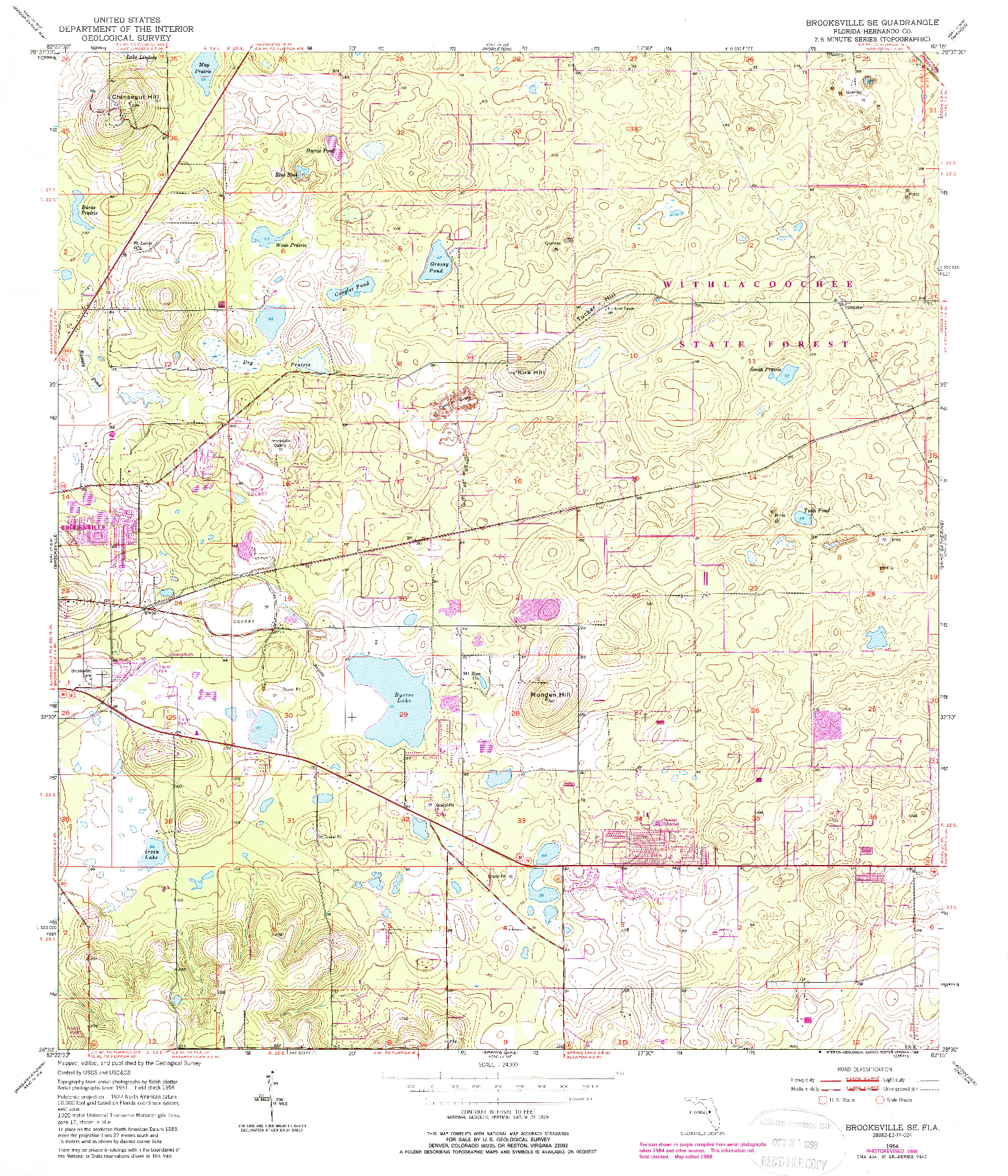 USGS 1:24000-SCALE QUADRANGLE FOR BROOKSVILLE SE, FL 1954