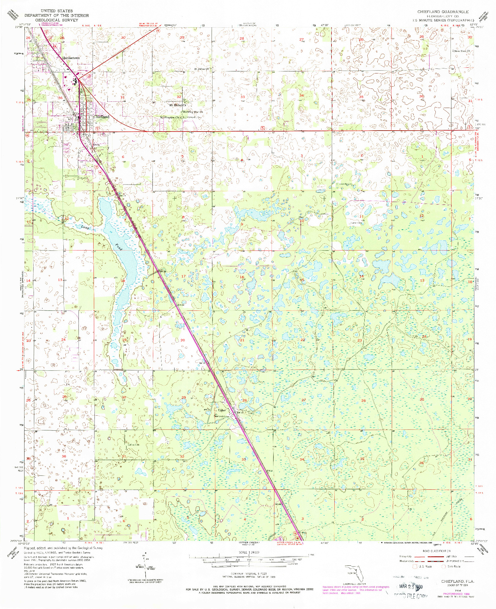 USGS 1:24000-SCALE QUADRANGLE FOR CHIEFLAND, FL 1954