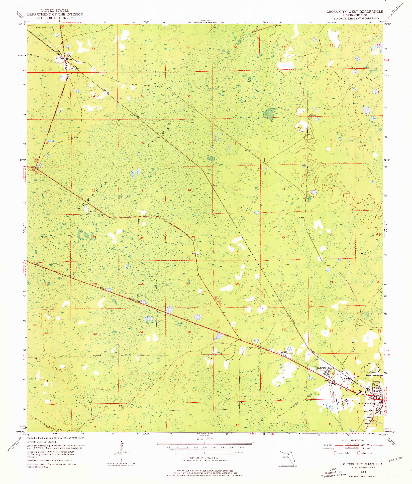 USGS 1:24000-SCALE QUADRANGLE FOR CROSS CITY WEST, FL 1954