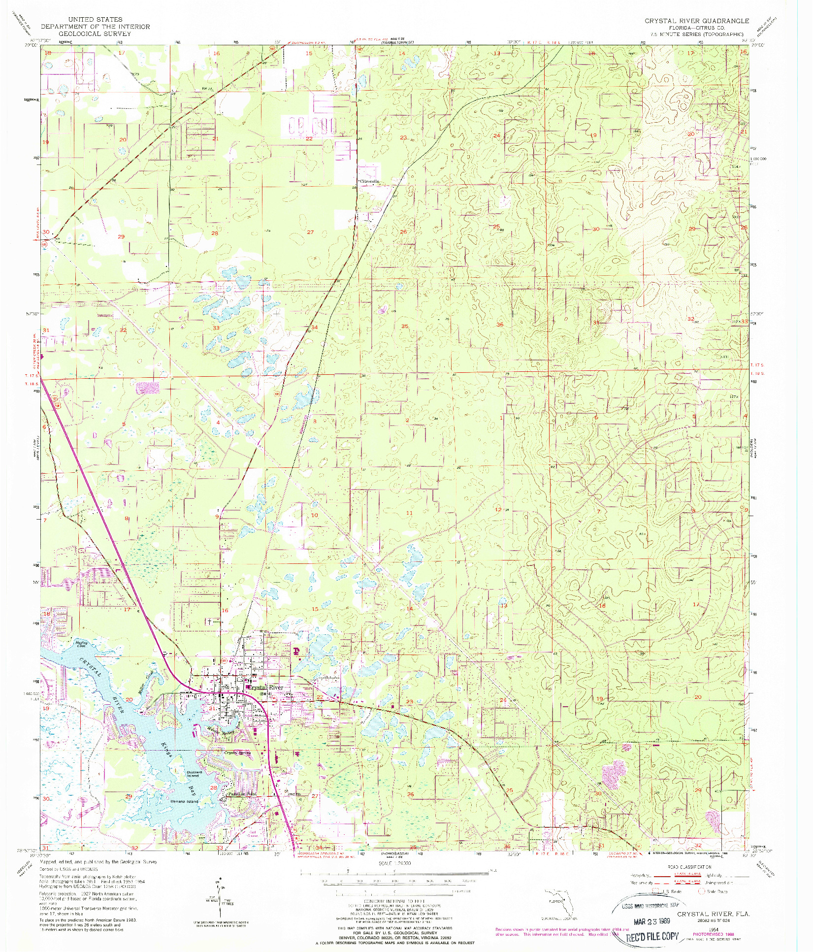 USGS 1:24000-SCALE QUADRANGLE FOR CRYSTAL RIVER, FL 1954