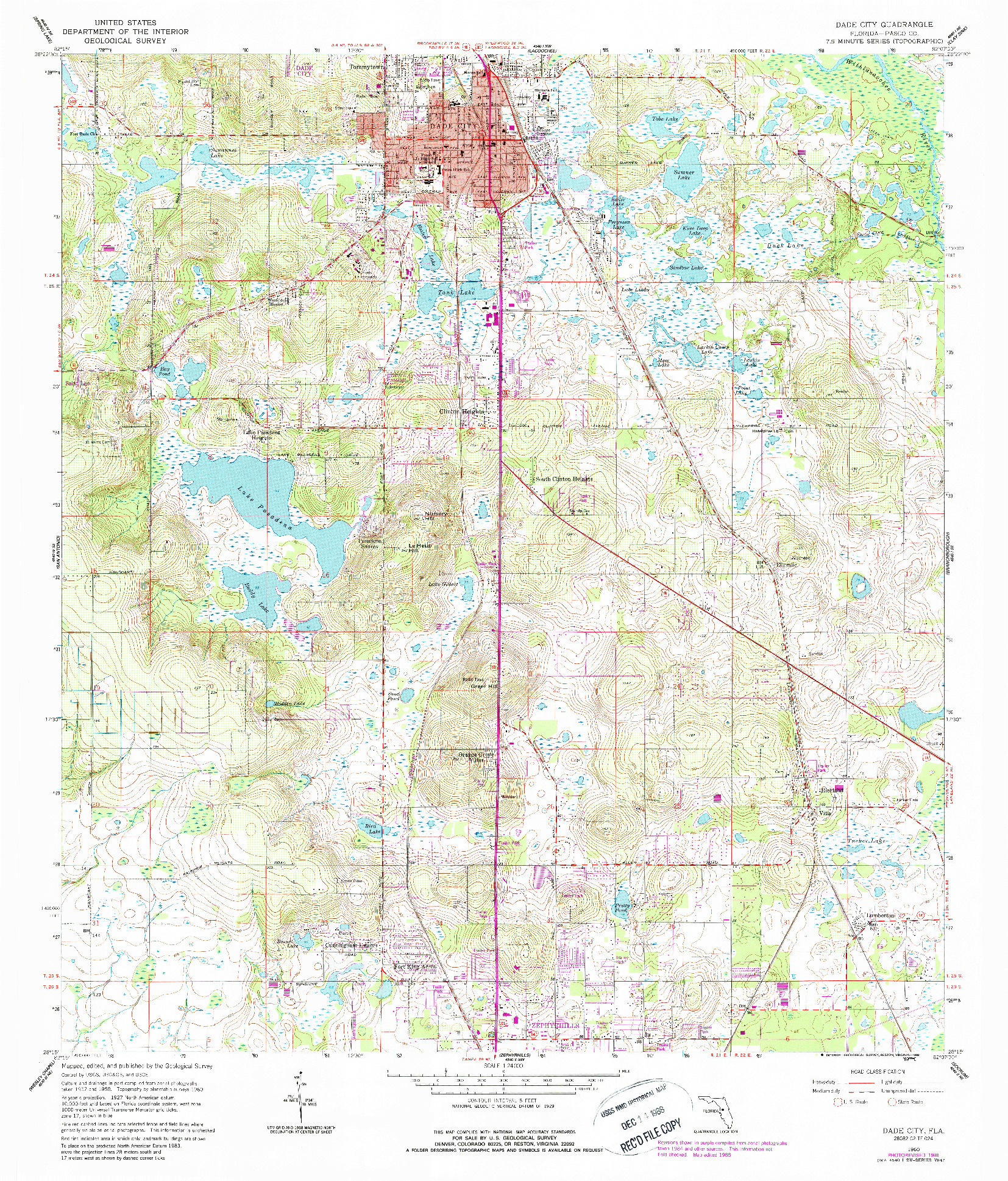 USGS 1:24000-SCALE QUADRANGLE FOR DADE CITY, FL 1960