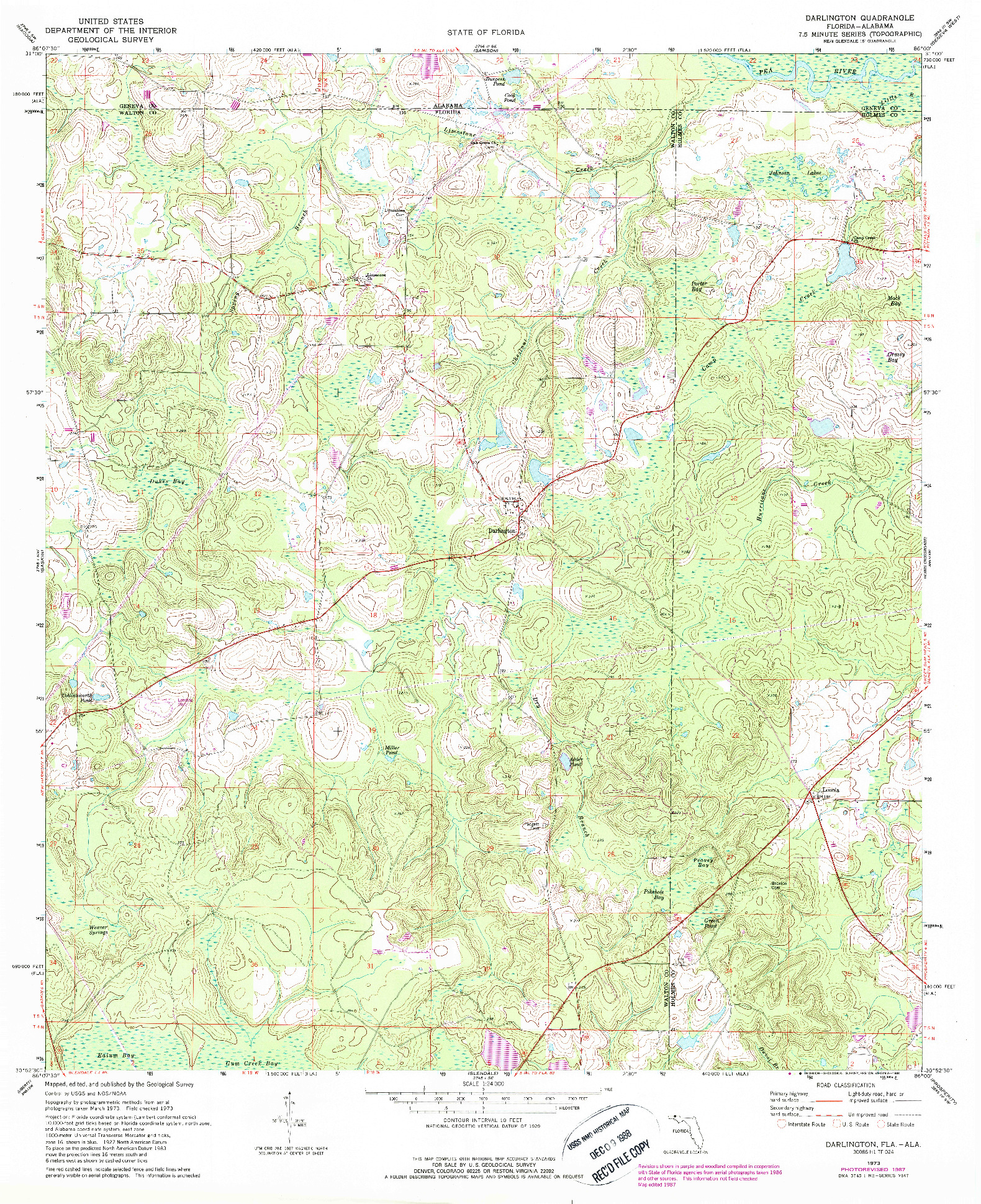 USGS 1:24000-SCALE QUADRANGLE FOR DARLINGTON, FL 1973