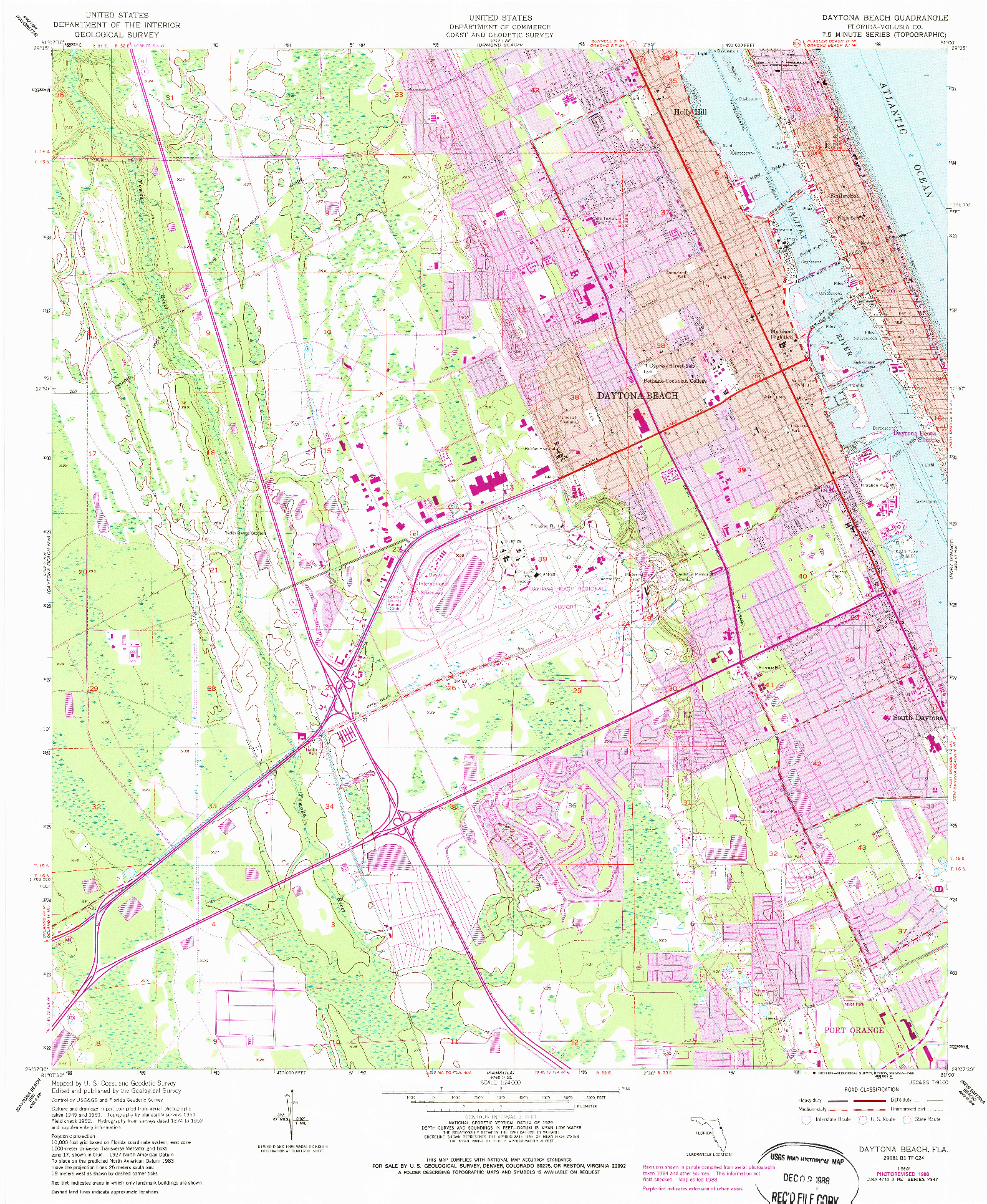 USGS 1:24000-SCALE QUADRANGLE FOR DAYTONA BEACH, FL 1952