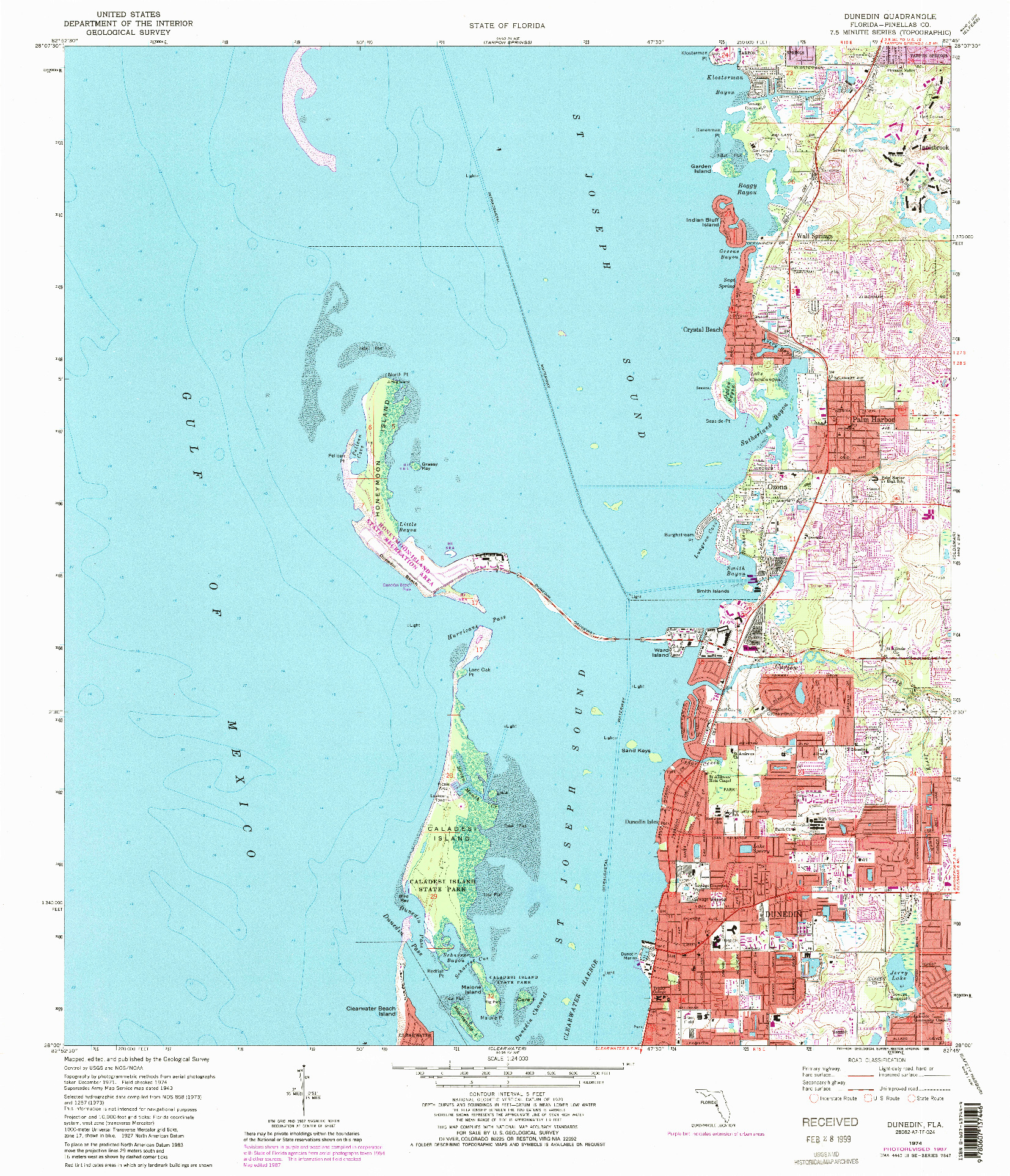 USGS 1:24000-SCALE QUADRANGLE FOR DUNEDIN, FL 1974