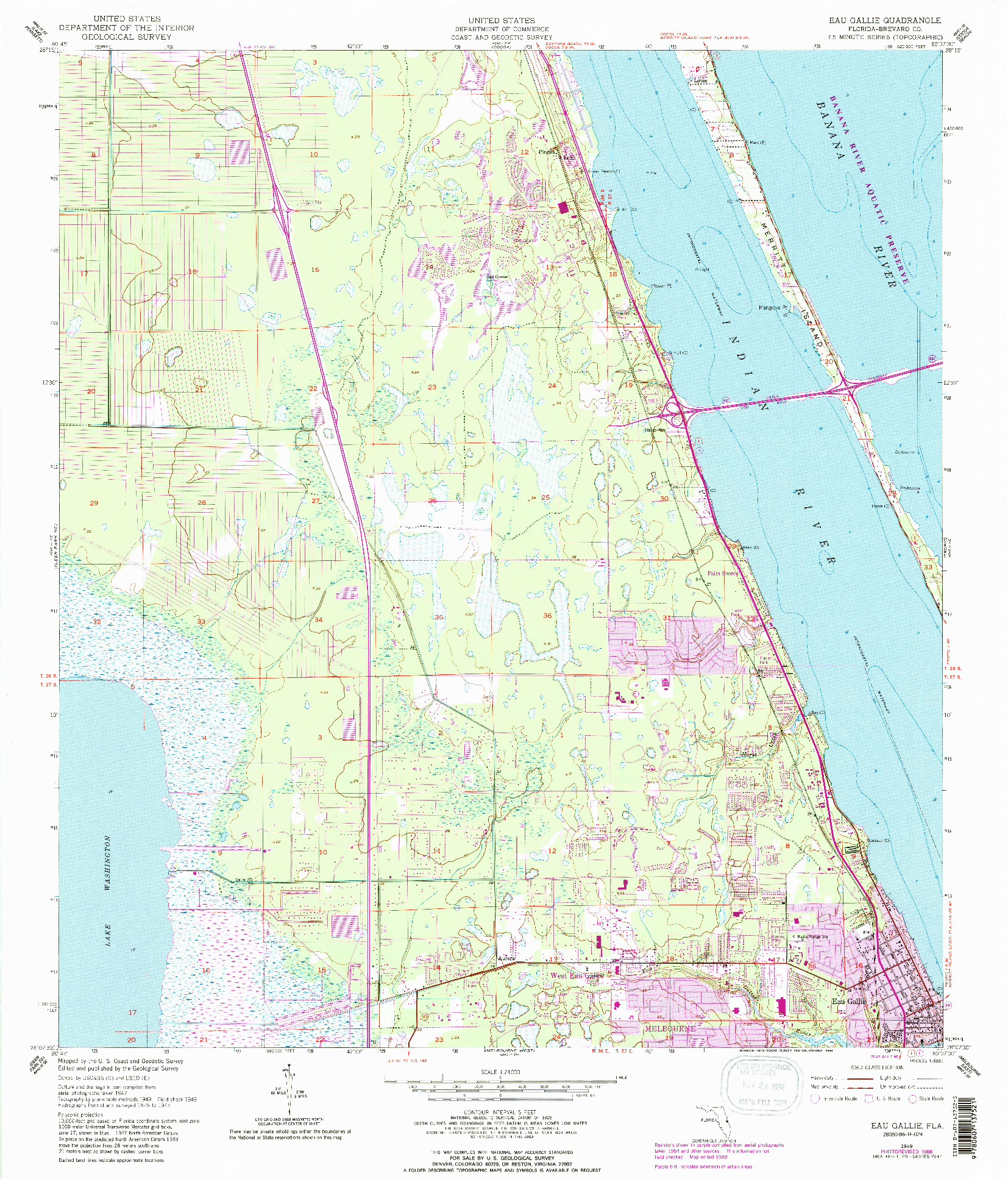 USGS 1:24000-SCALE QUADRANGLE FOR EAU GALLIE, FL 1949