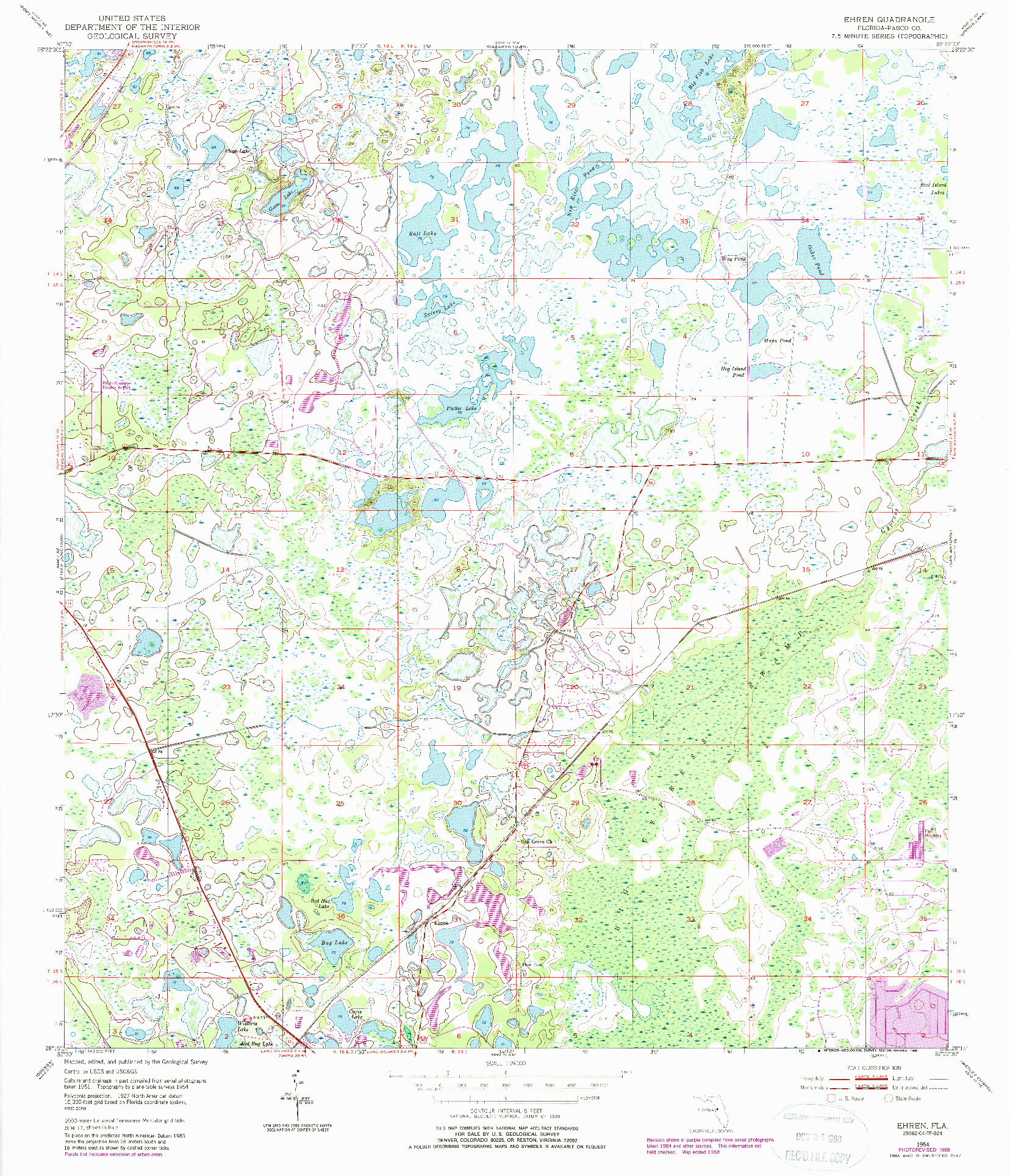 USGS 1:24000-SCALE QUADRANGLE FOR EHREN, FL 1954