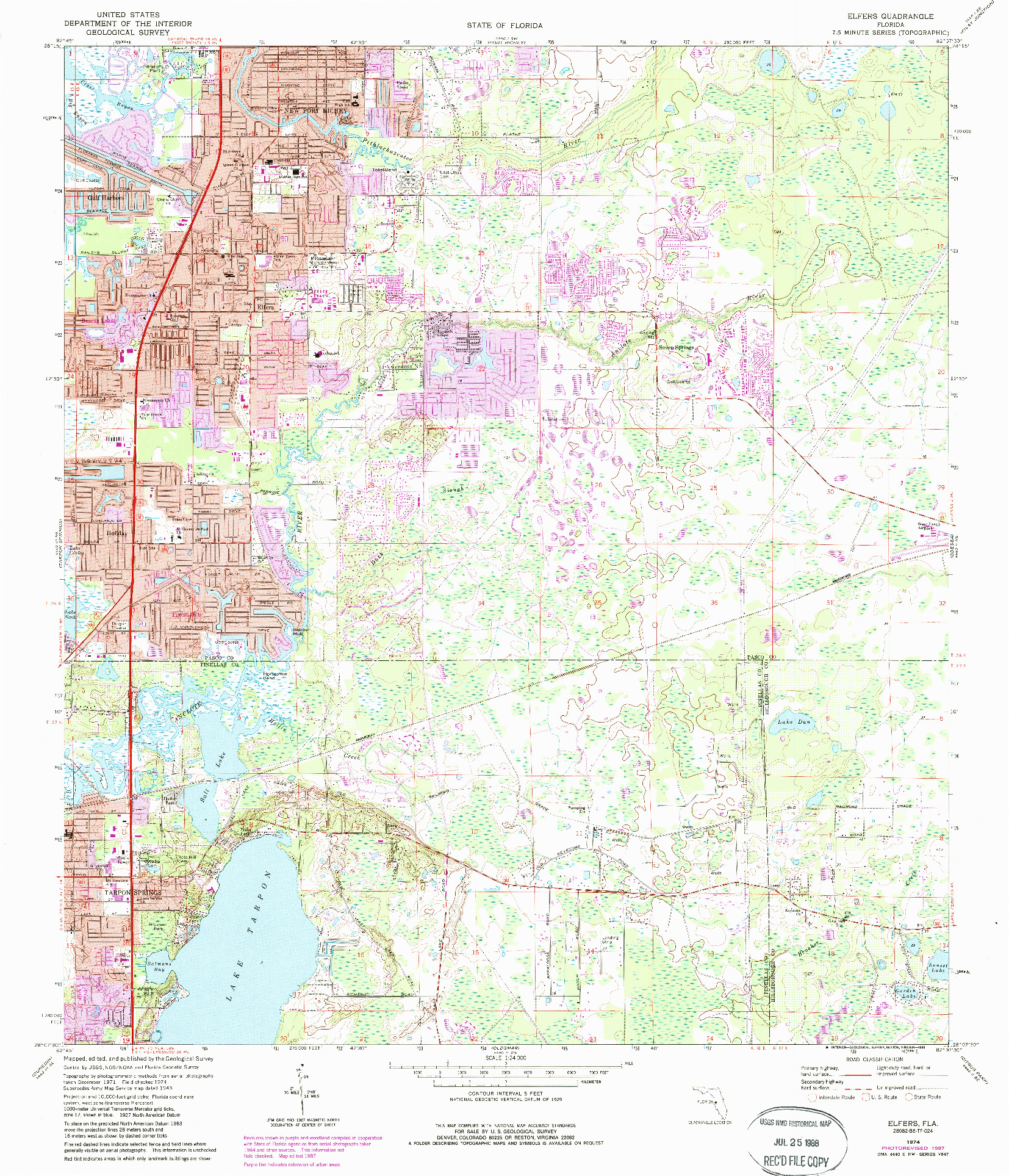 USGS 1:24000-SCALE QUADRANGLE FOR ELFERS, FL 1974