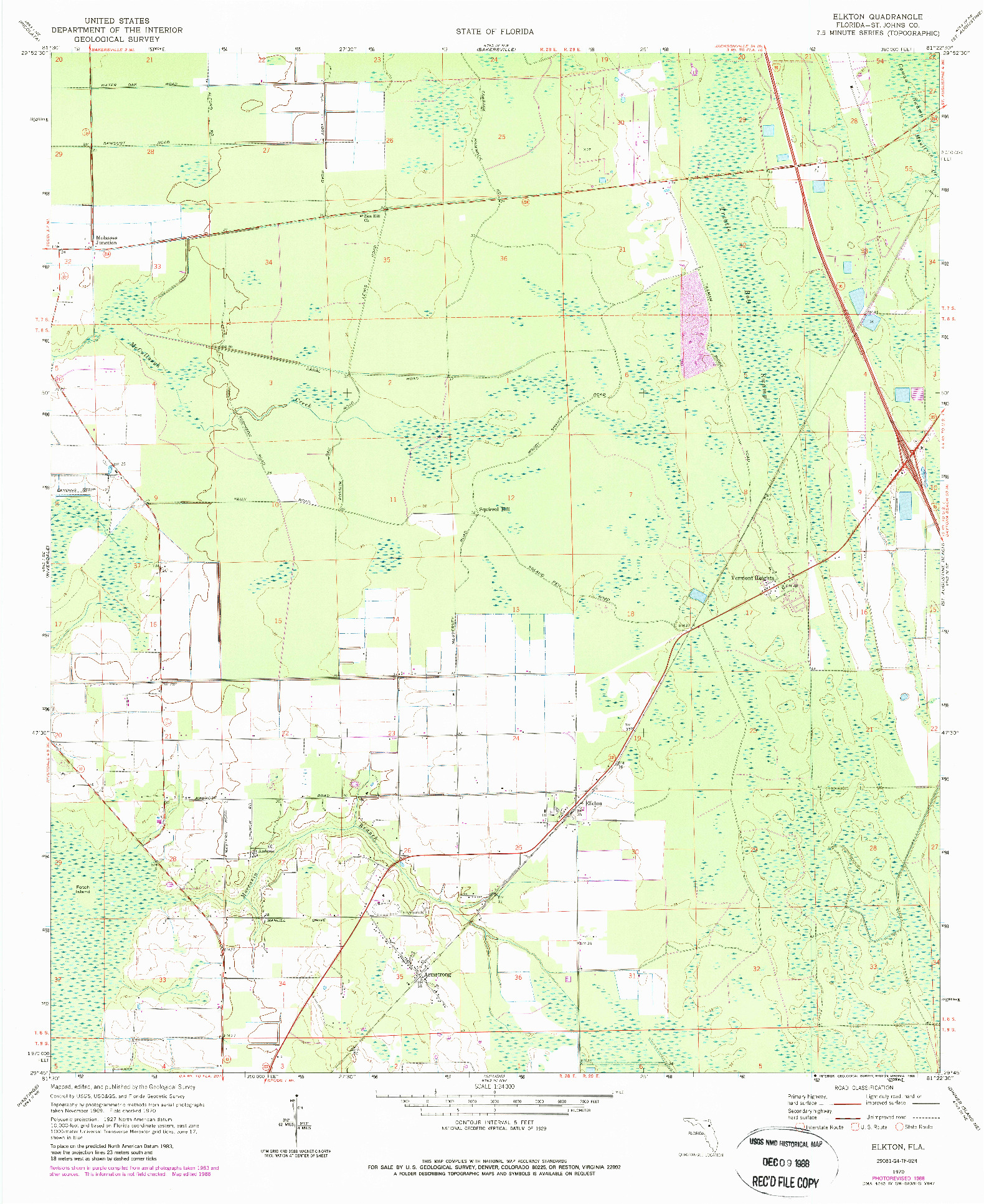 USGS 1:24000-SCALE QUADRANGLE FOR ELKTON, FL 1970