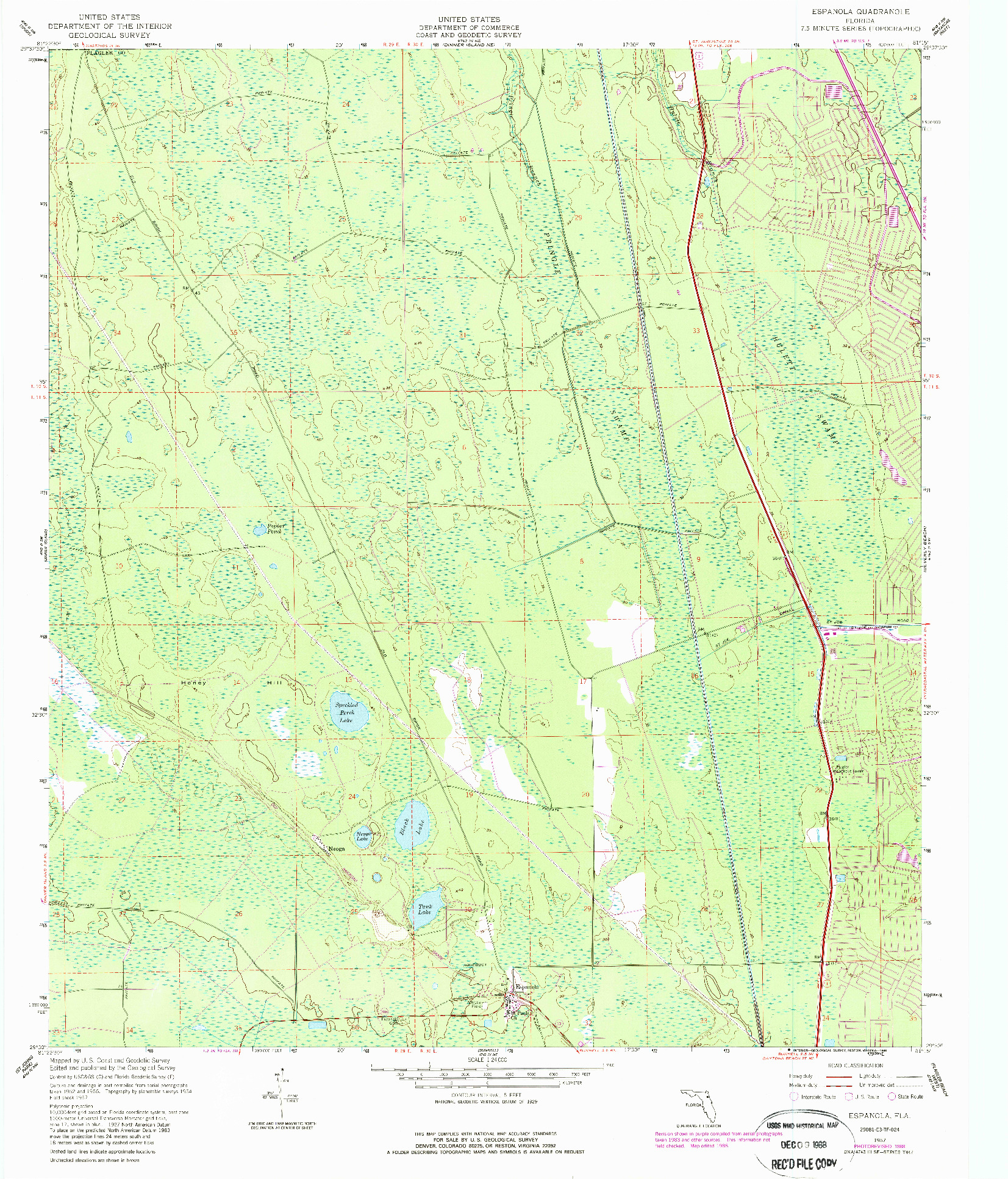 USGS 1:24000-SCALE QUADRANGLE FOR ESPANOLA, FL 1957