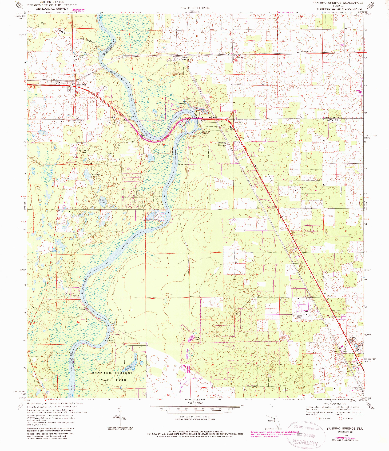 USGS 1:24000-SCALE QUADRANGLE FOR FANNING SPRINGS, FL 1968