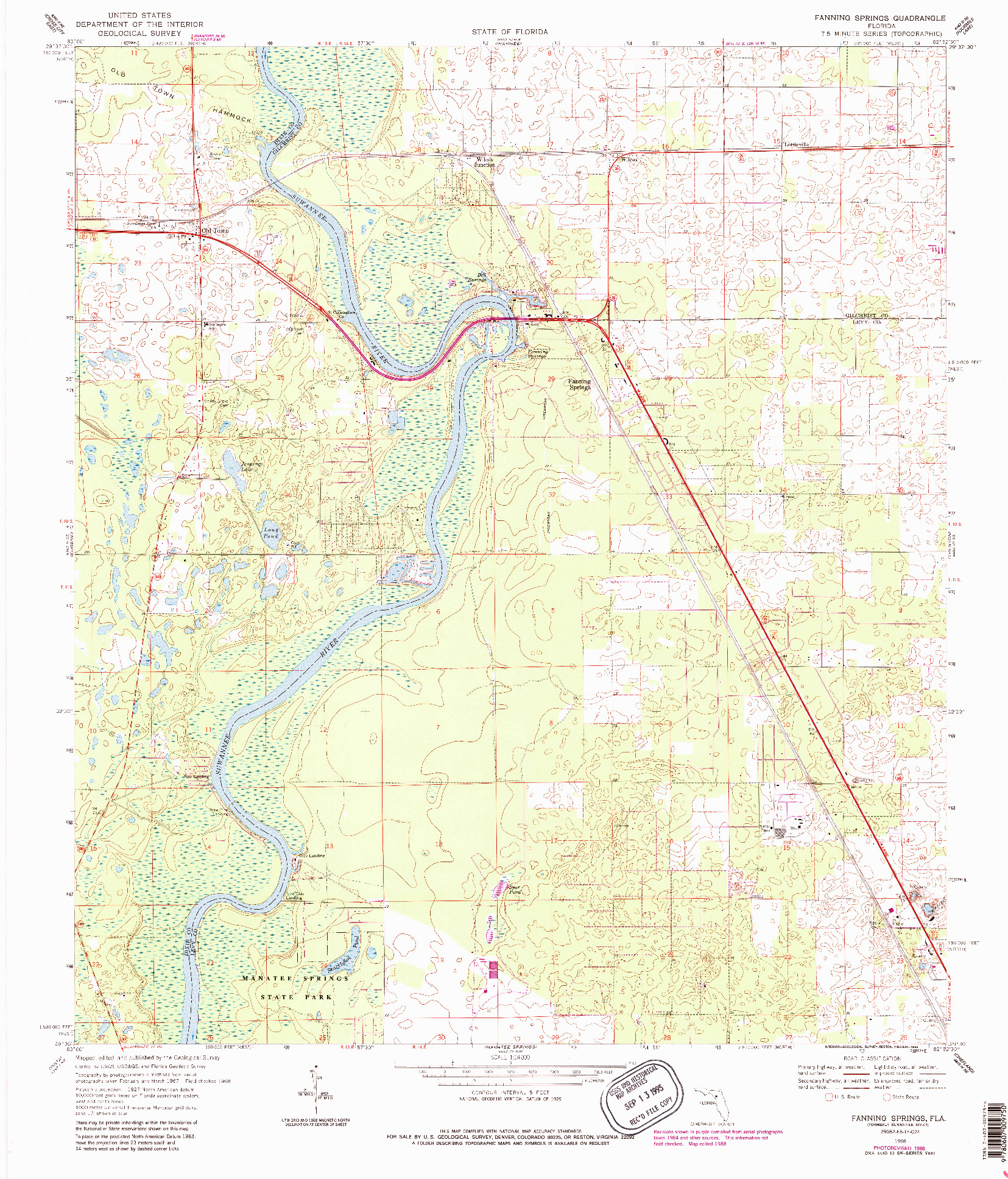 USGS 1:24000-SCALE QUADRANGLE FOR FANNING SPRINGS, FL 1968