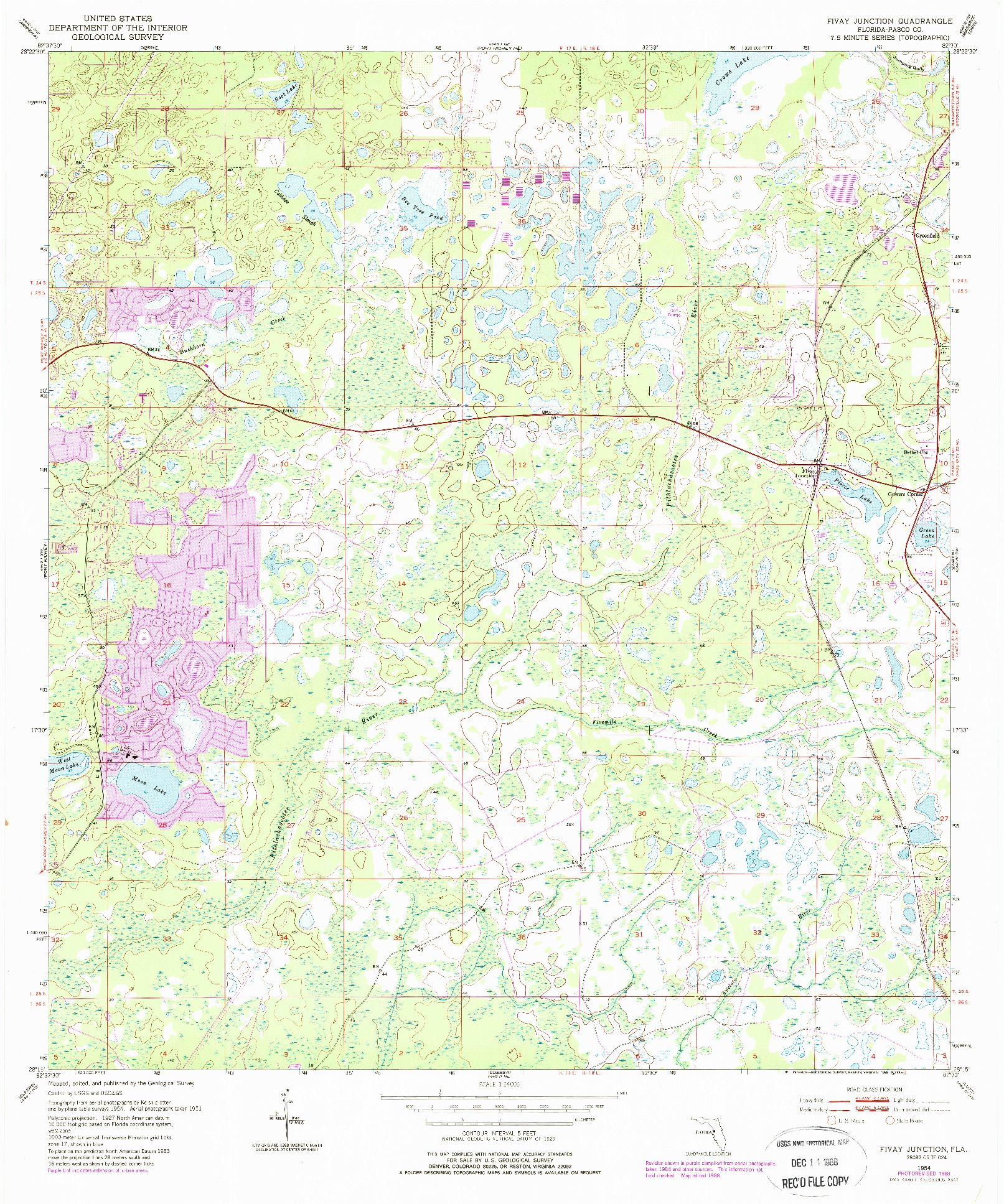 USGS 1:24000-SCALE QUADRANGLE FOR FIVAY JUNCTION, FL 1954