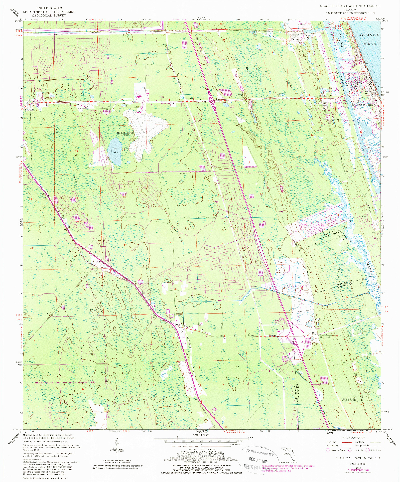 USGS 1:24000-SCALE QUADRANGLE FOR FLAGLER BEACH WEST, FL 1956