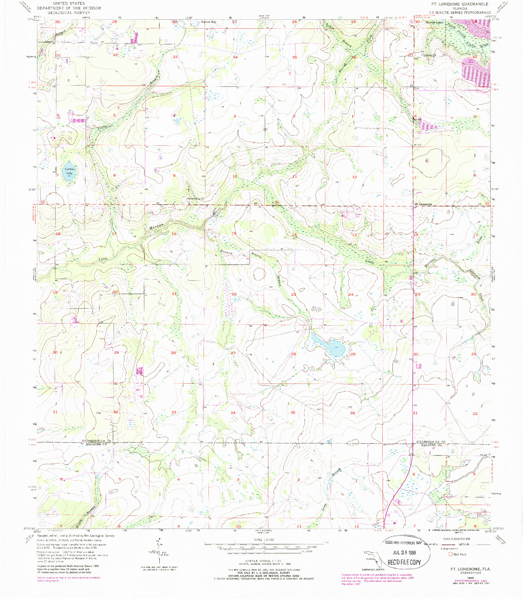 USGS 1:24000-SCALE QUADRANGLE FOR FORT LONESOME, FL 1956