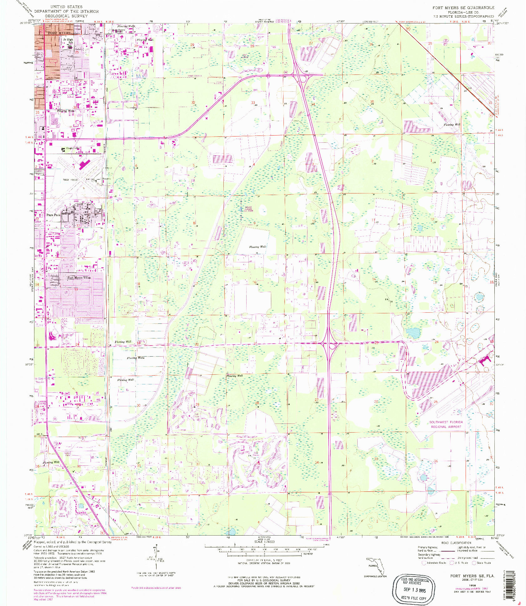 USGS 1:24000-SCALE QUADRANGLE FOR FORT MYERS SE, FL 1958