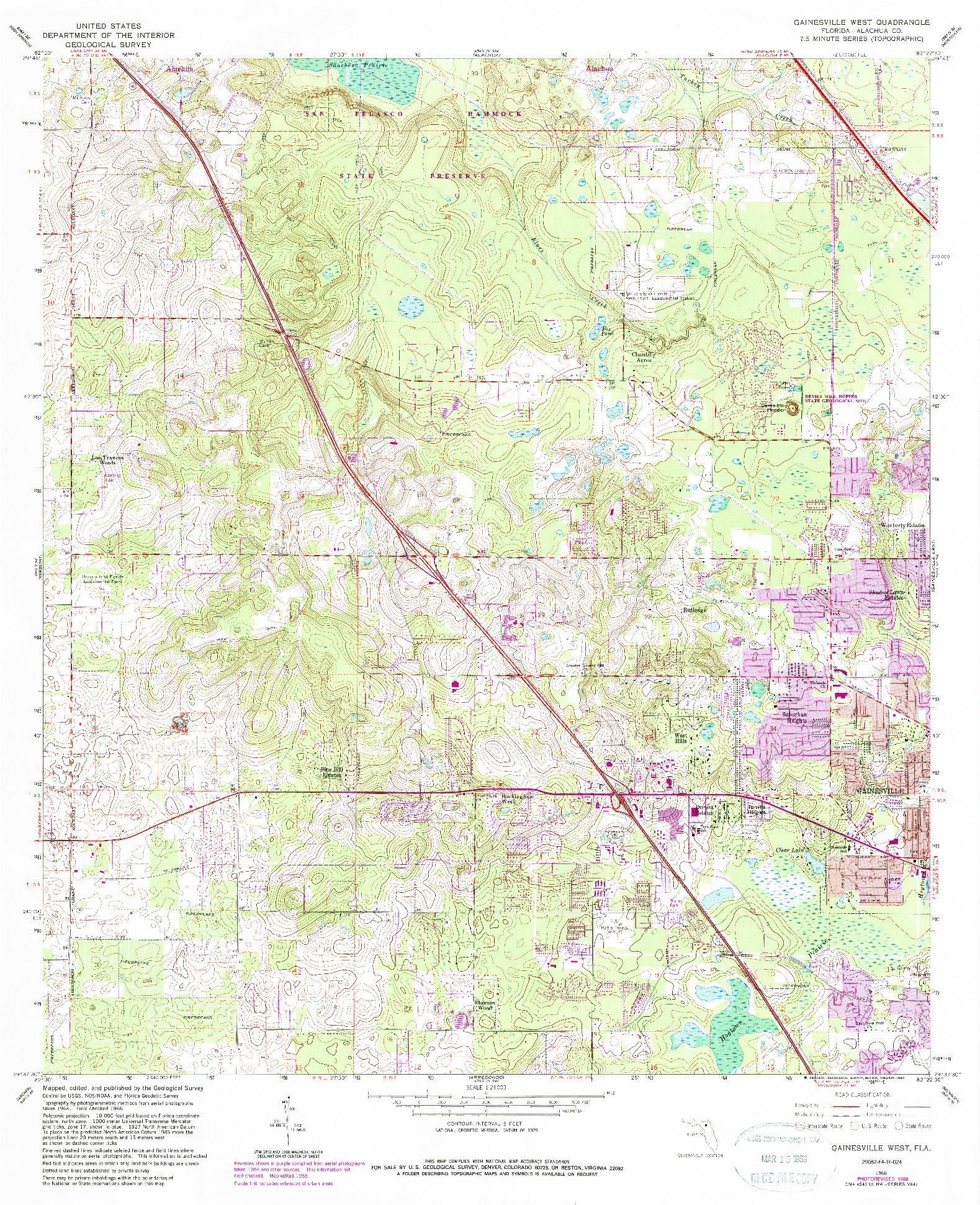 USGS 1:24000-SCALE QUADRANGLE FOR GAINESVILLE WEST, FL 1966