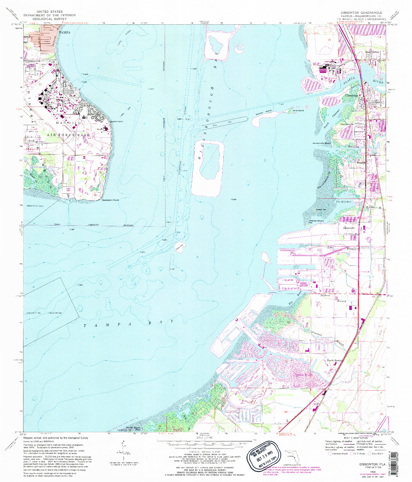 USGS 1:24000-SCALE QUADRANGLE FOR GIBSONTON, FL 1956