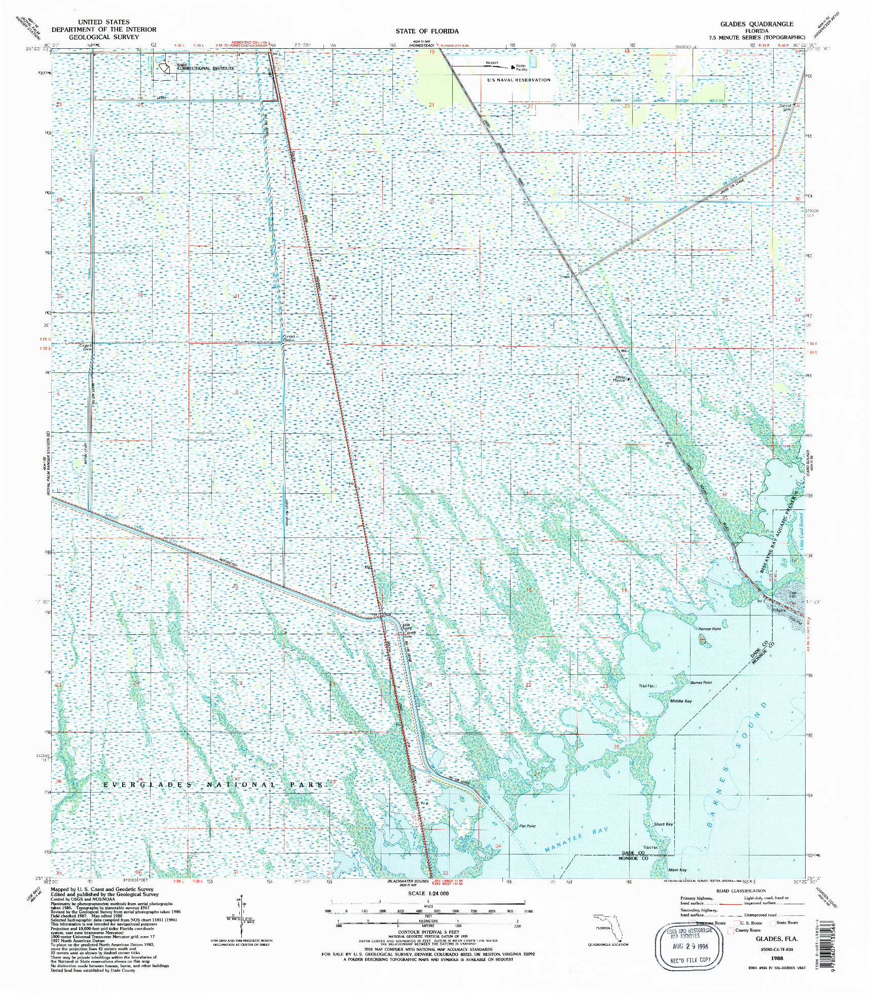 USGS 1:24000-SCALE QUADRANGLE FOR GLADES, FL 1988