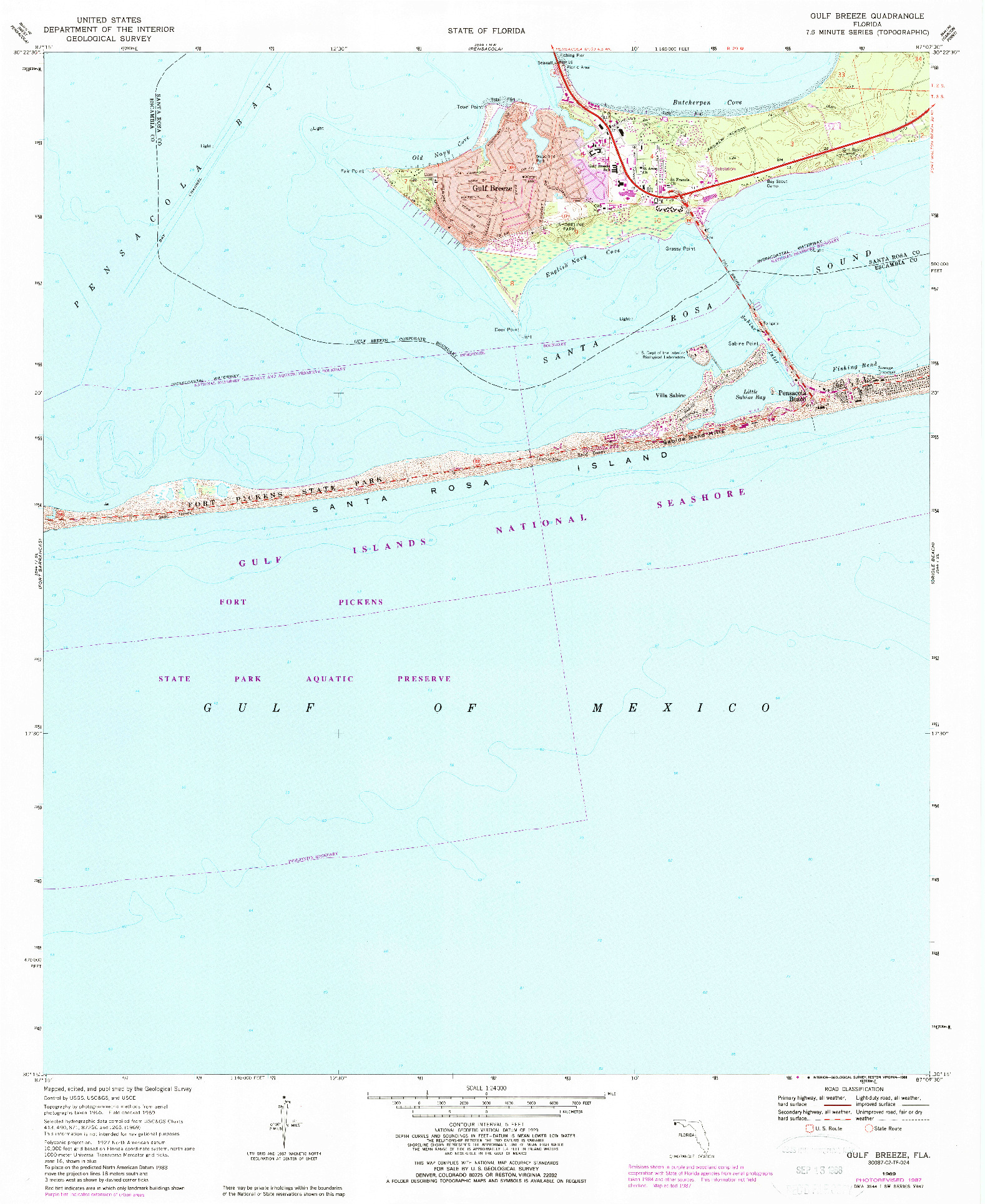 USGS 1:24000-SCALE QUADRANGLE FOR GULF BREEZE, FL 1969