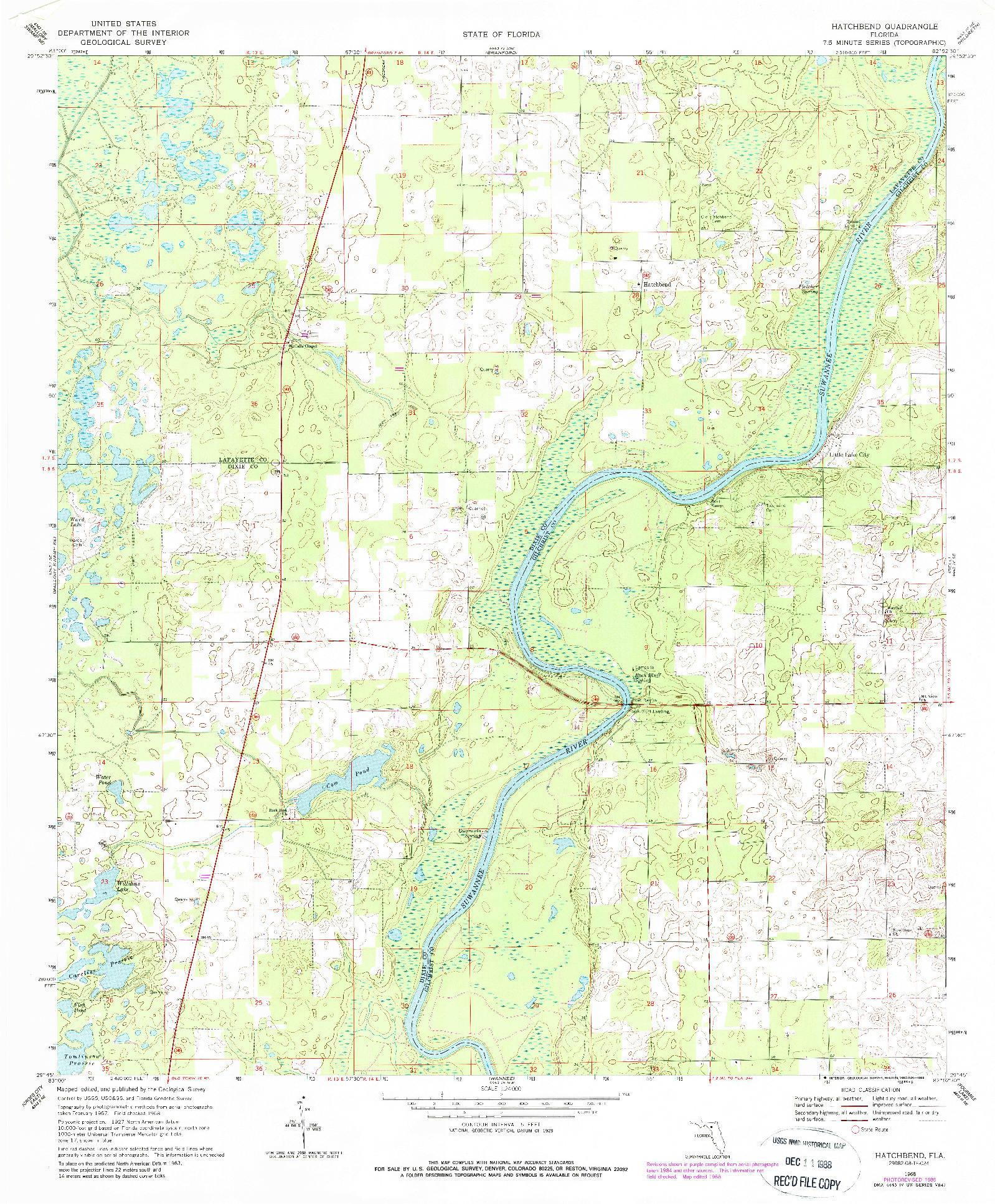 USGS 1:24000-SCALE QUADRANGLE FOR HATCHBEND, FL 1968