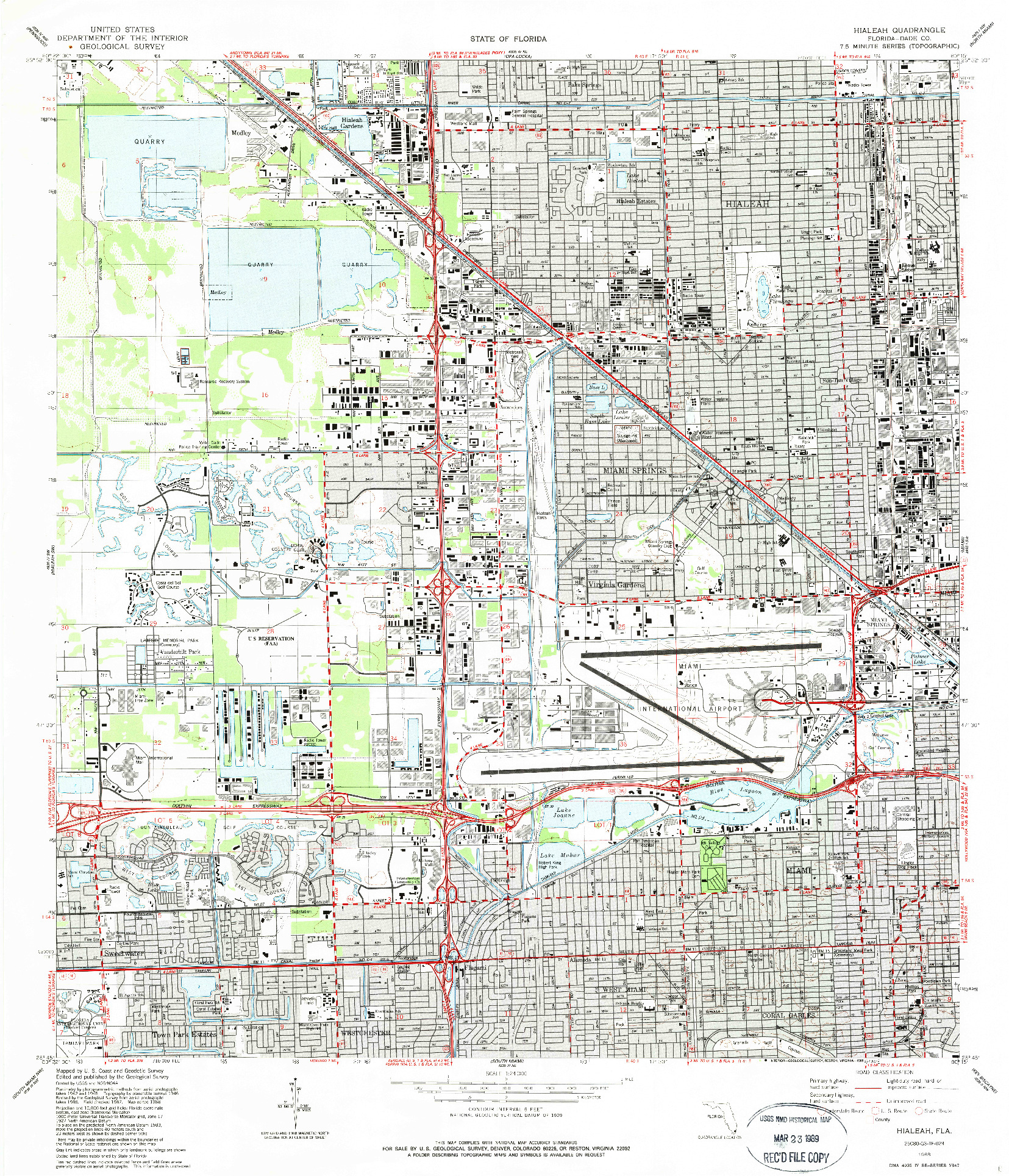 USGS 1:24000-SCALE QUADRANGLE FOR HIALEAH, FL 1988